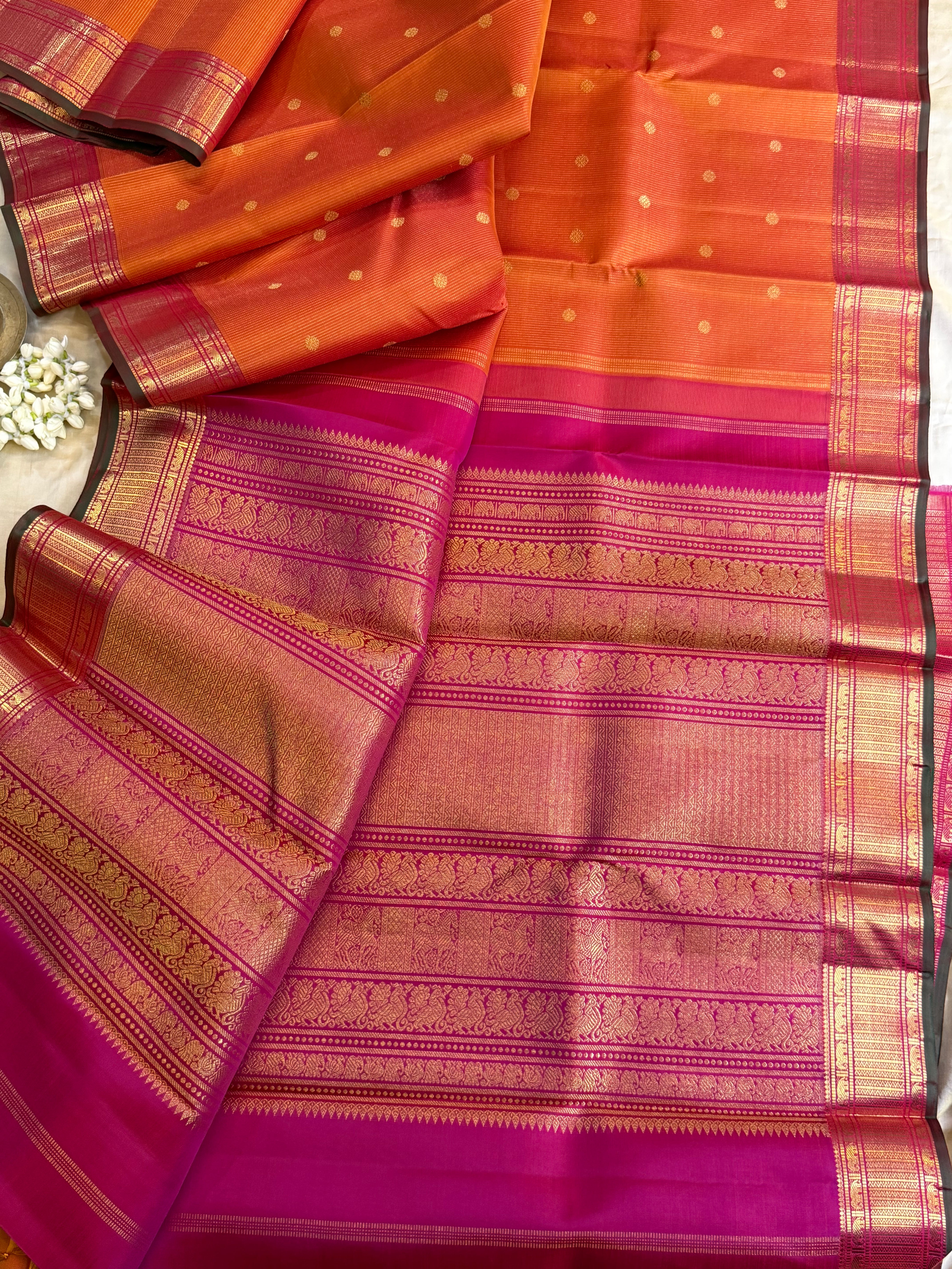 Heirloom oosivanam Simha colour Kanjipuram silk saree