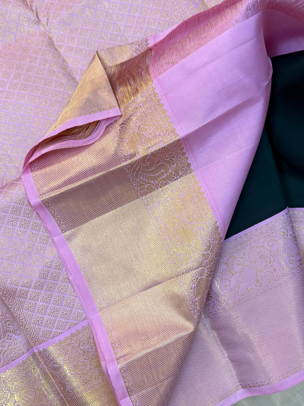 Green Zari butta Korvai/Aarani silk saree clsa 11089