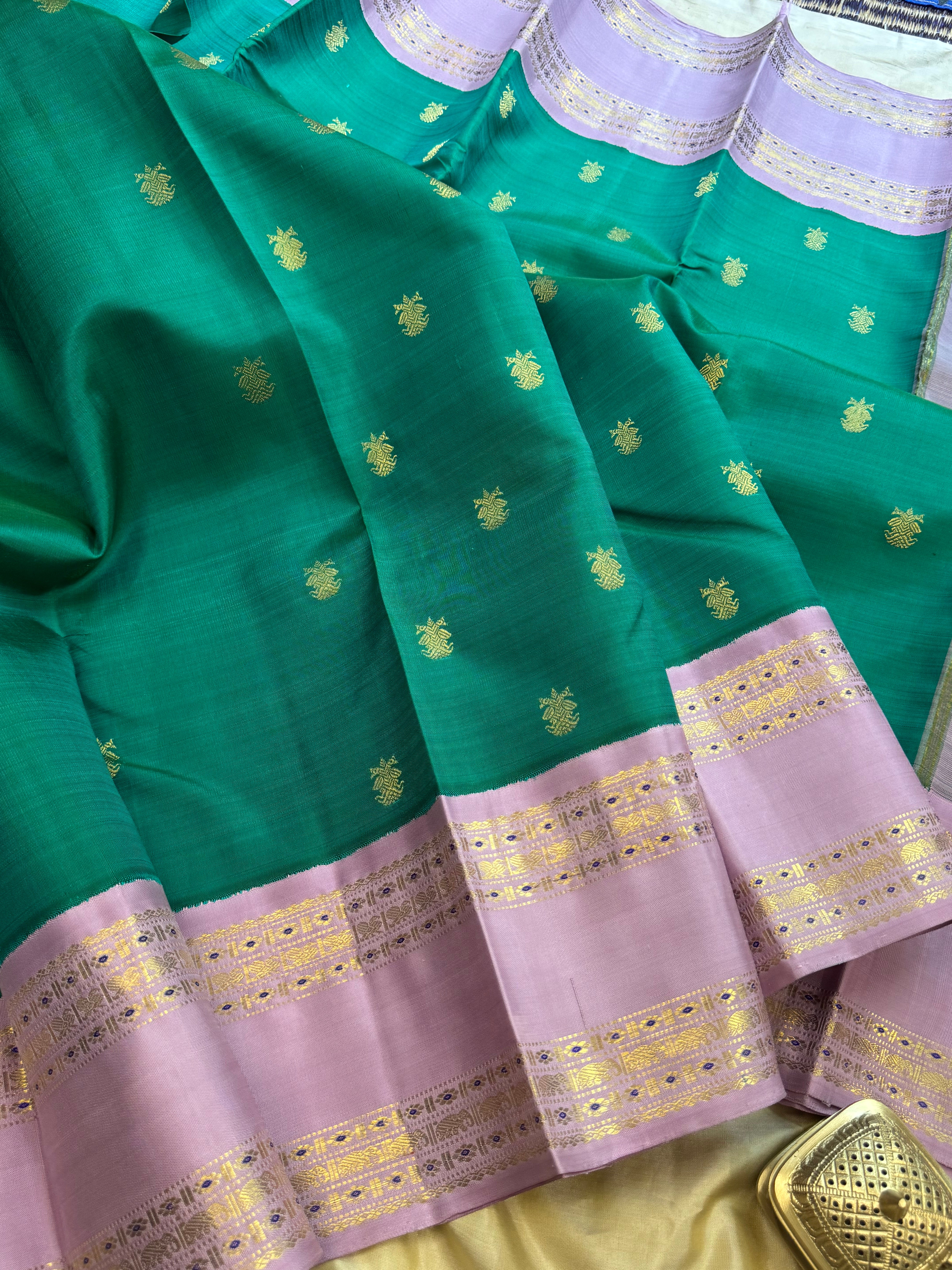 Rama green Meenakari korvai : kanjipuram silk