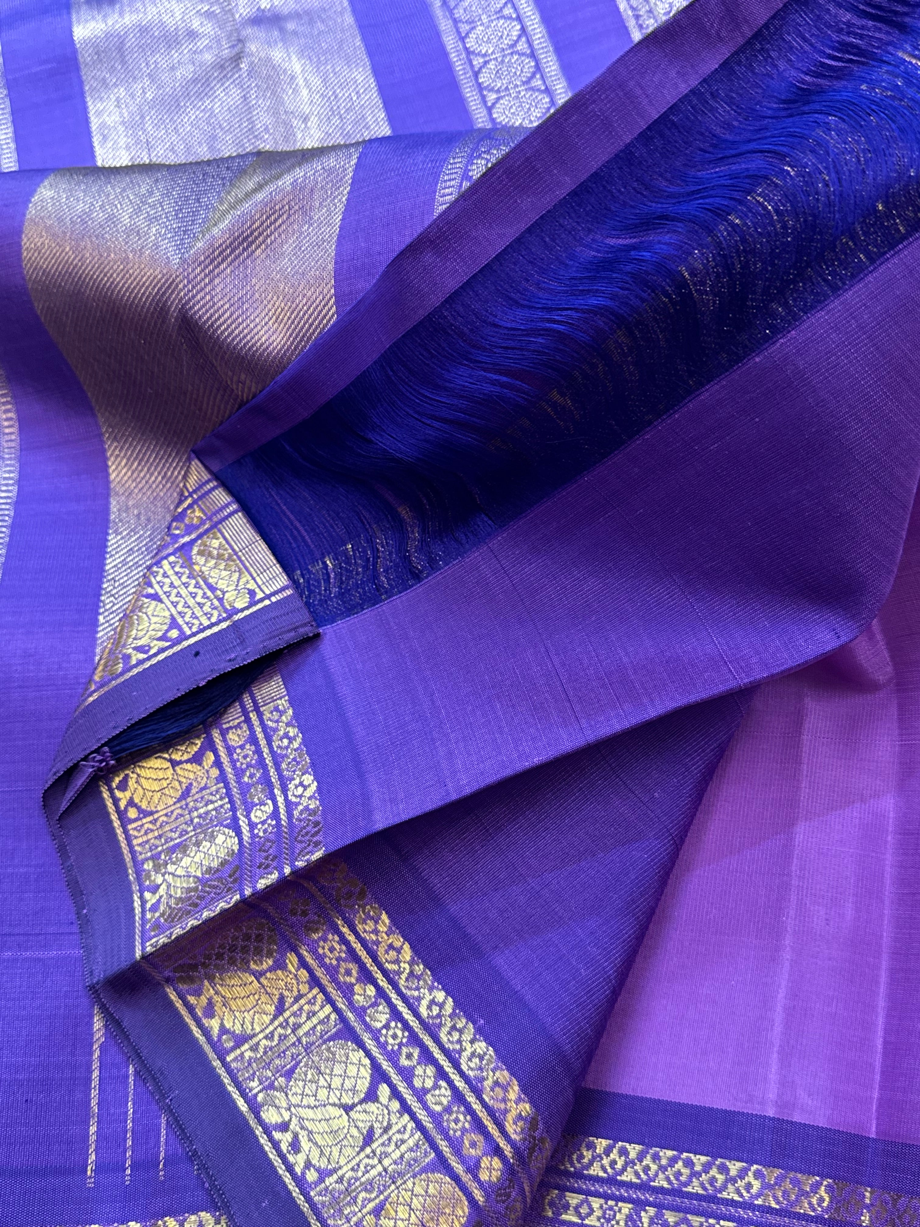 Lavender purple Annam pet border / Kanjipuram silk