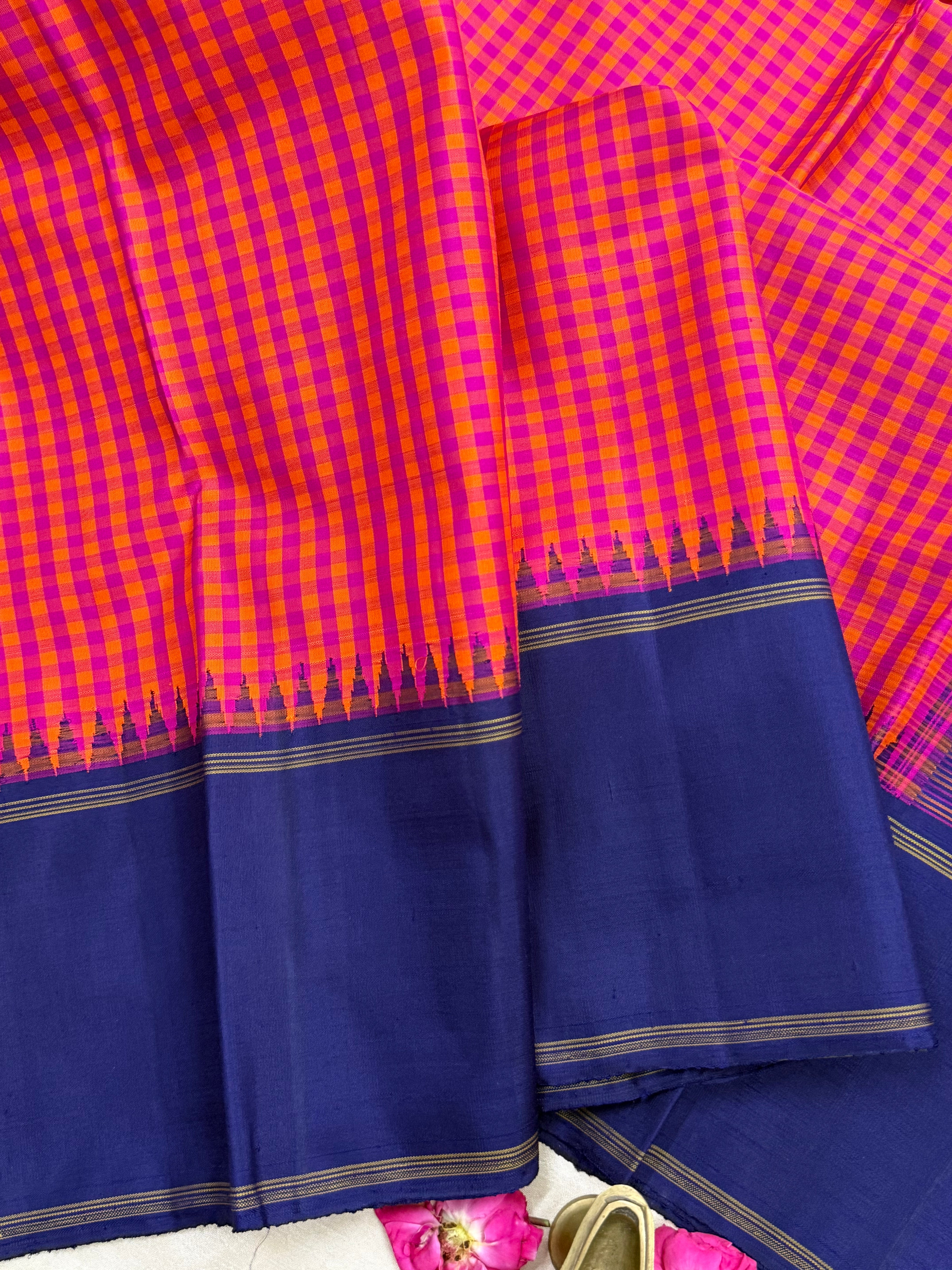 Pink kattam and blue / Arani silk