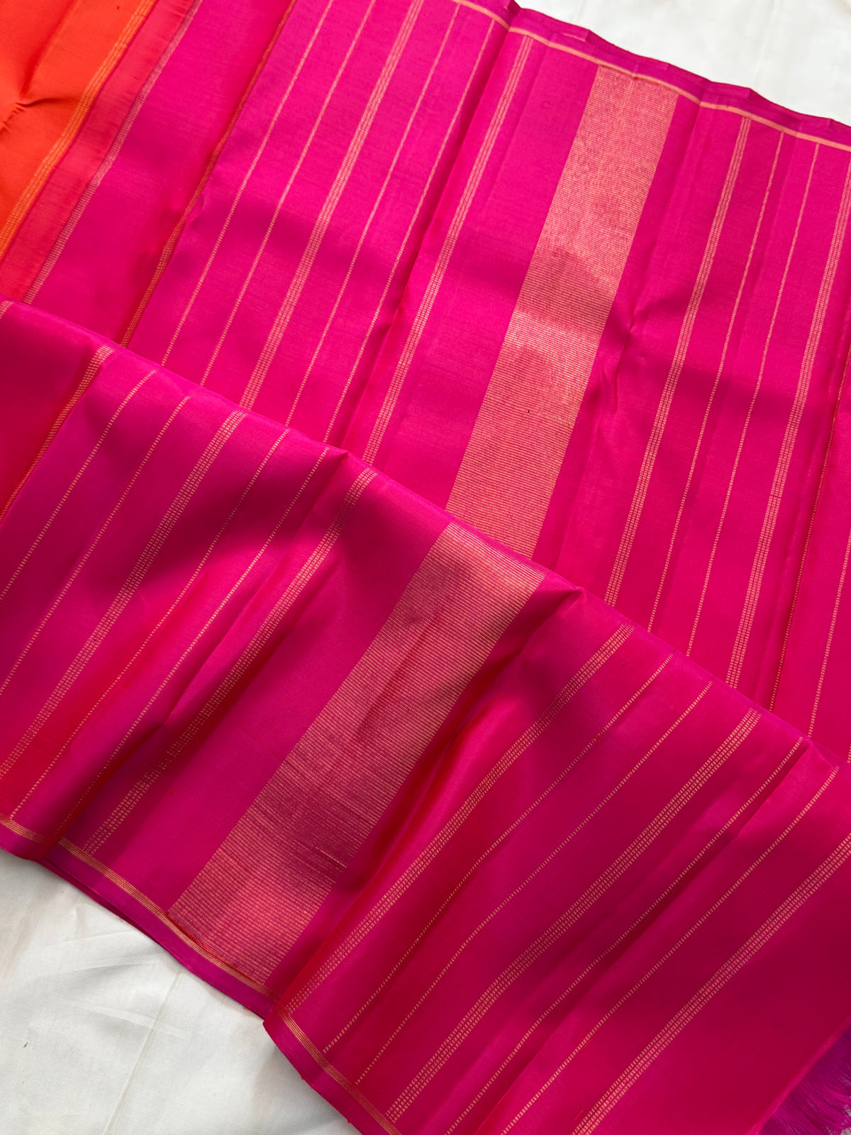 Orange and pink half an half pattern / Kanjipuram silk CLSA11584