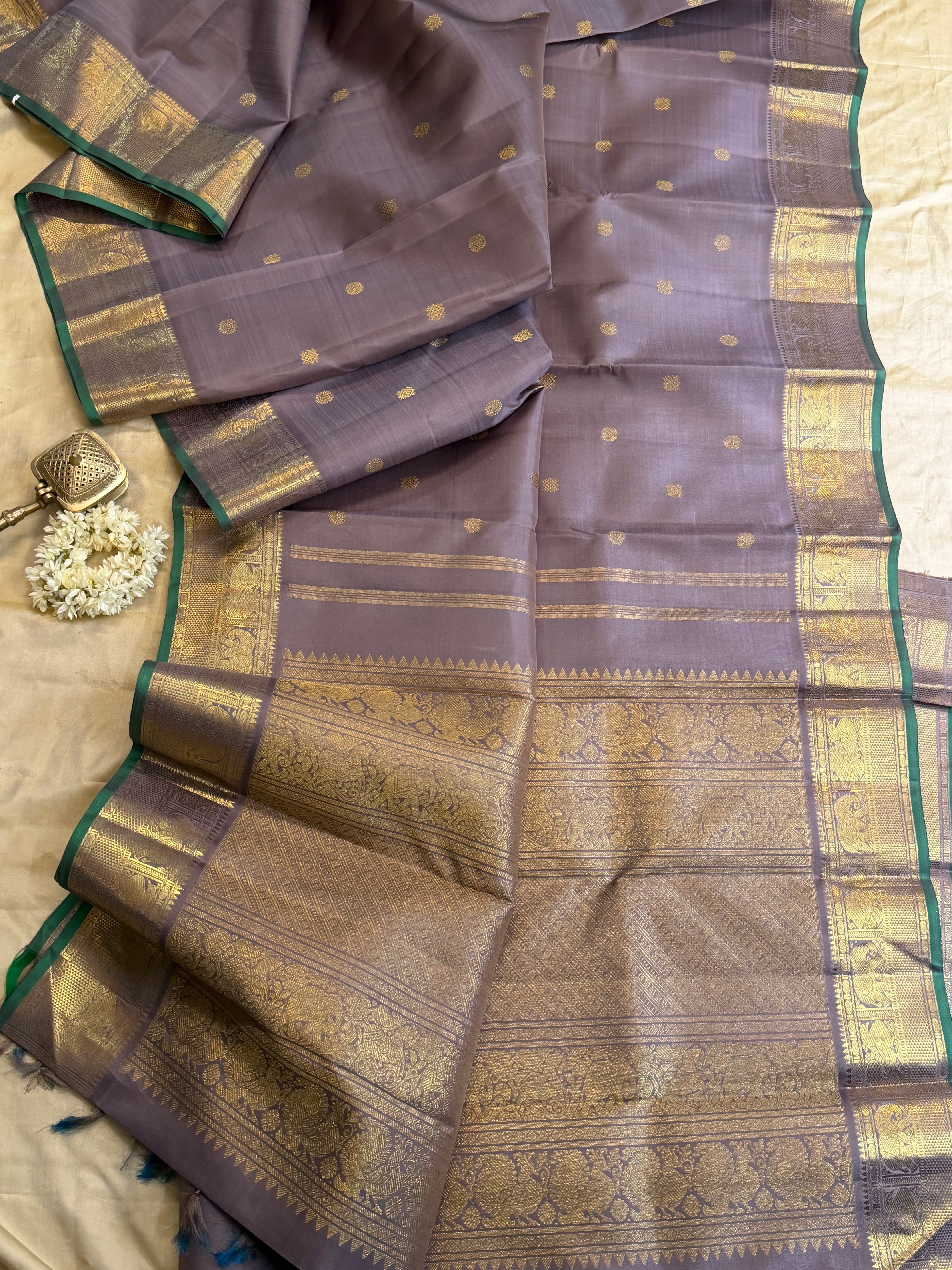 Smokey lilac Annam pet pure Kanjipuram silk CL10013
