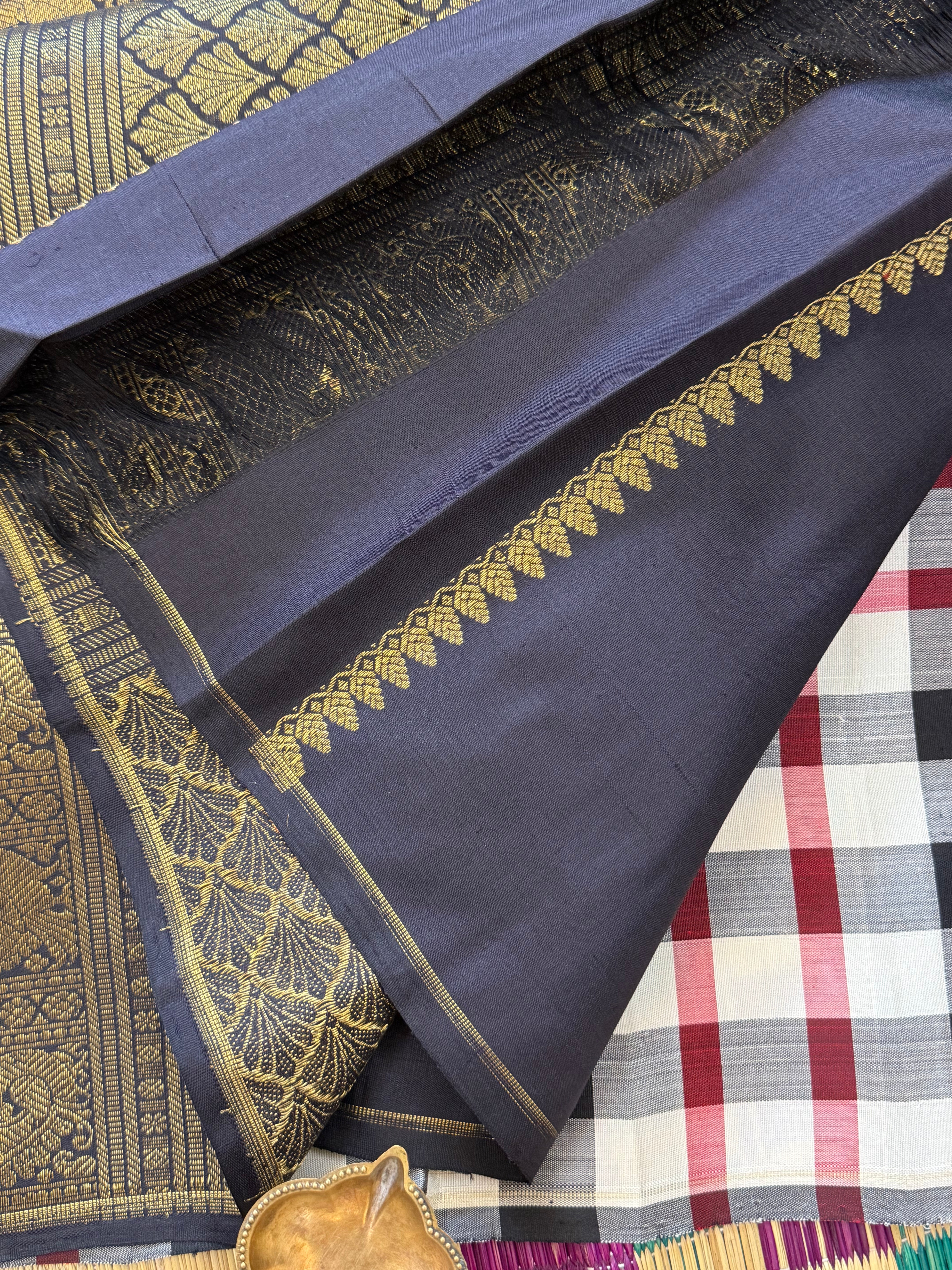 Burberry checks with annam chakram butta and pure Zari / kanjipuram silks CLSA 11141