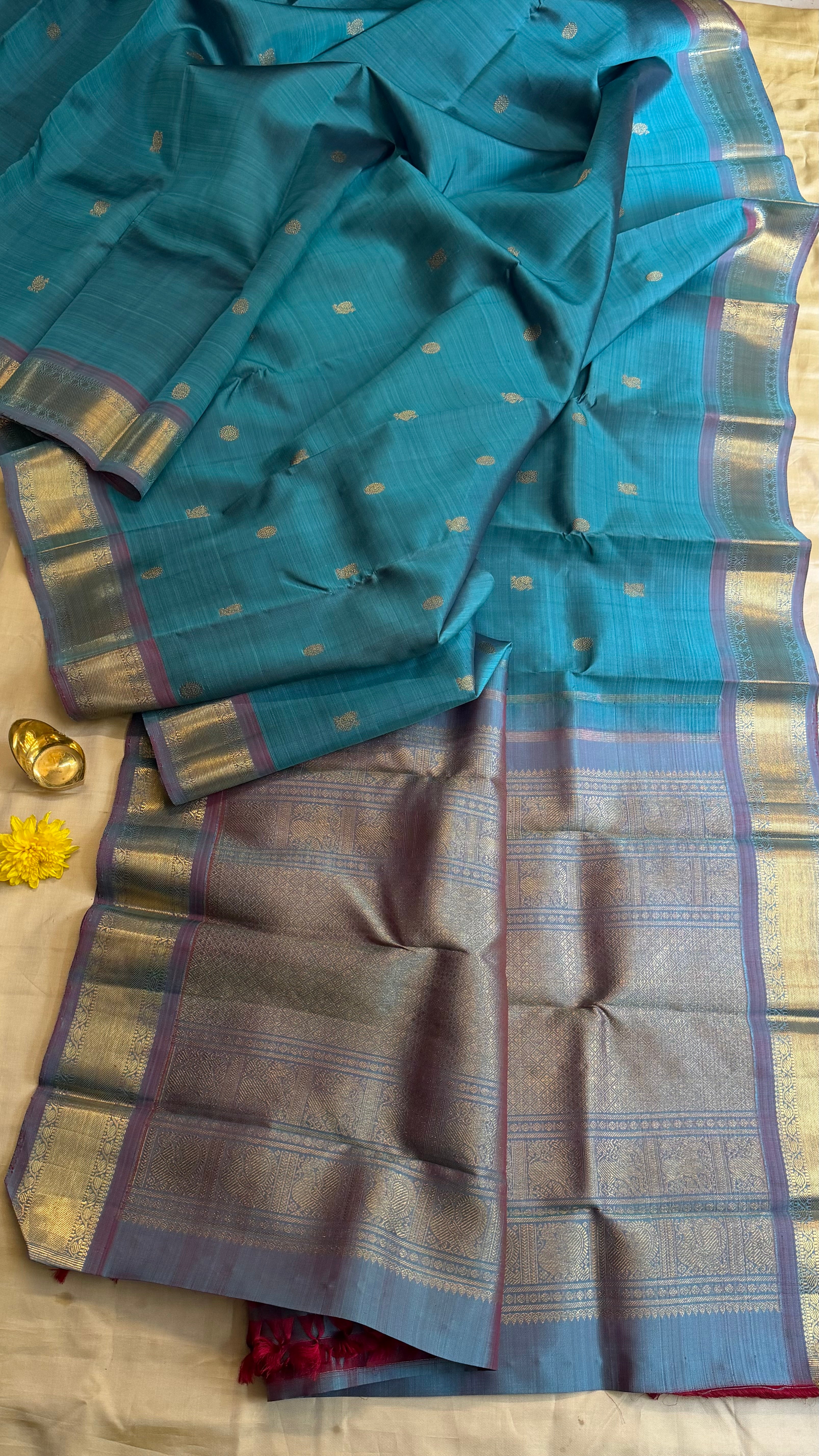 Rama blue and pastel lavender/ Kanjipuram Silk