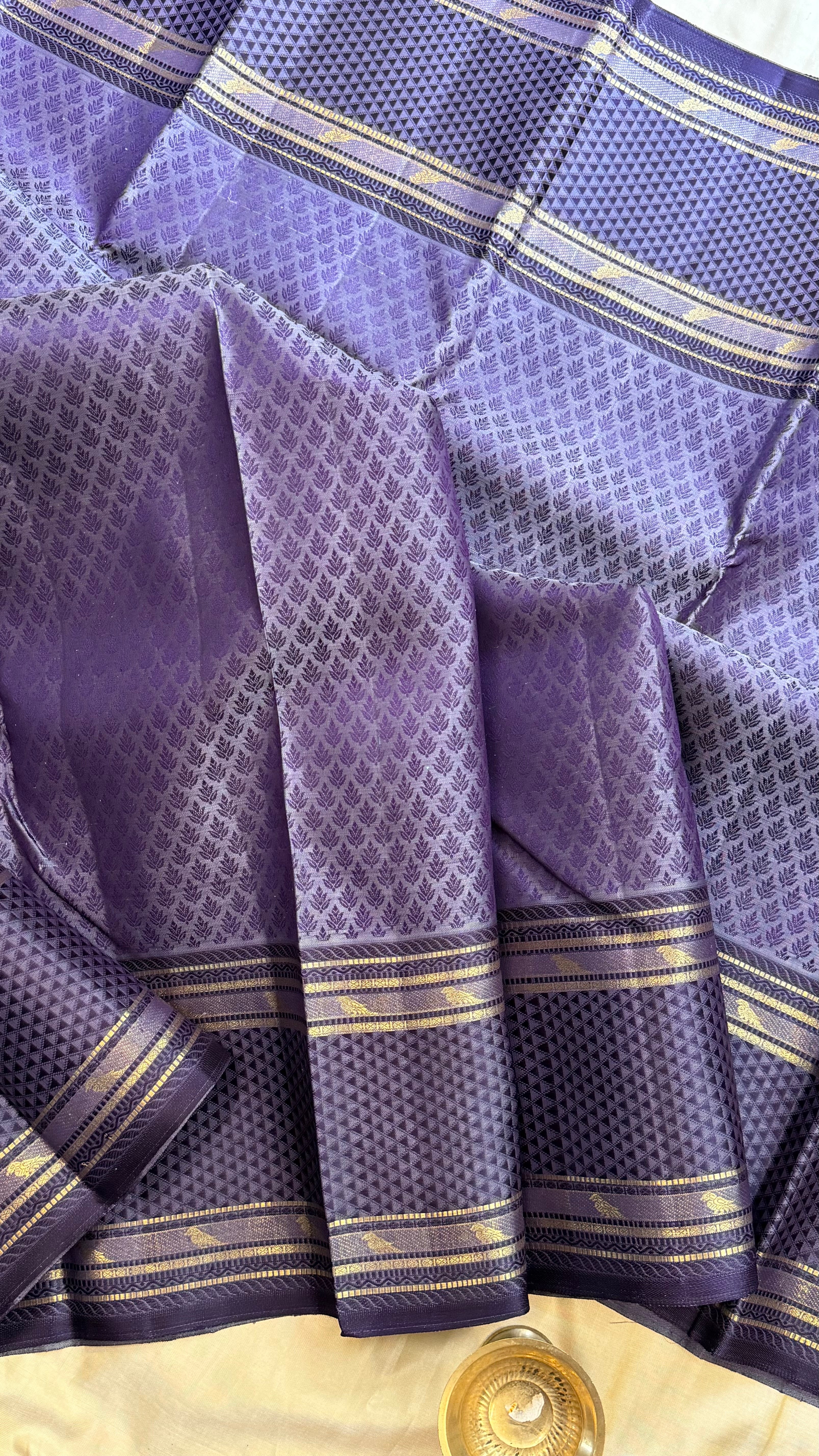 Lavender thread work / Kanjipuram silk