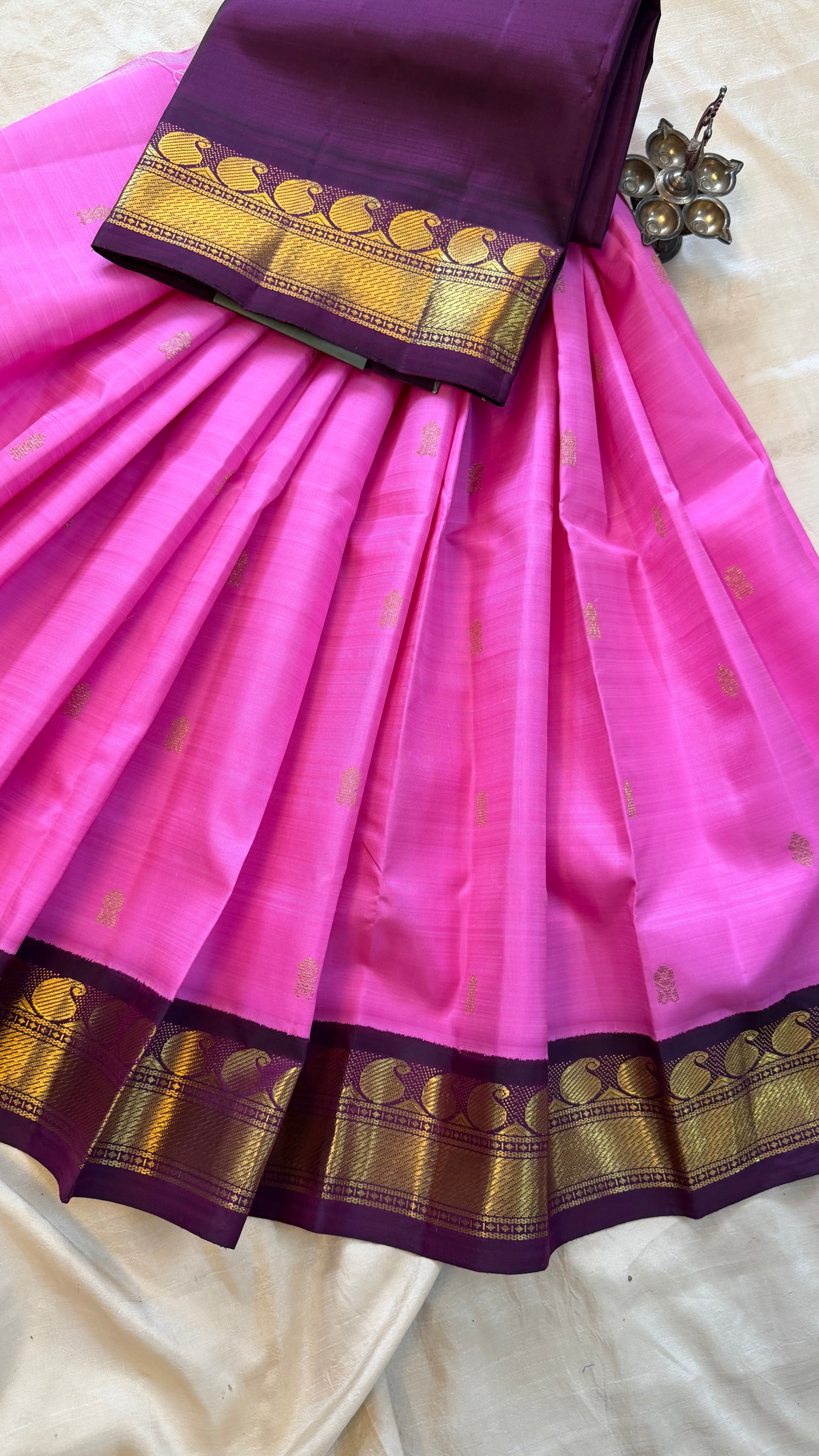 Pink Paavadai set korvai 4 to 6 years