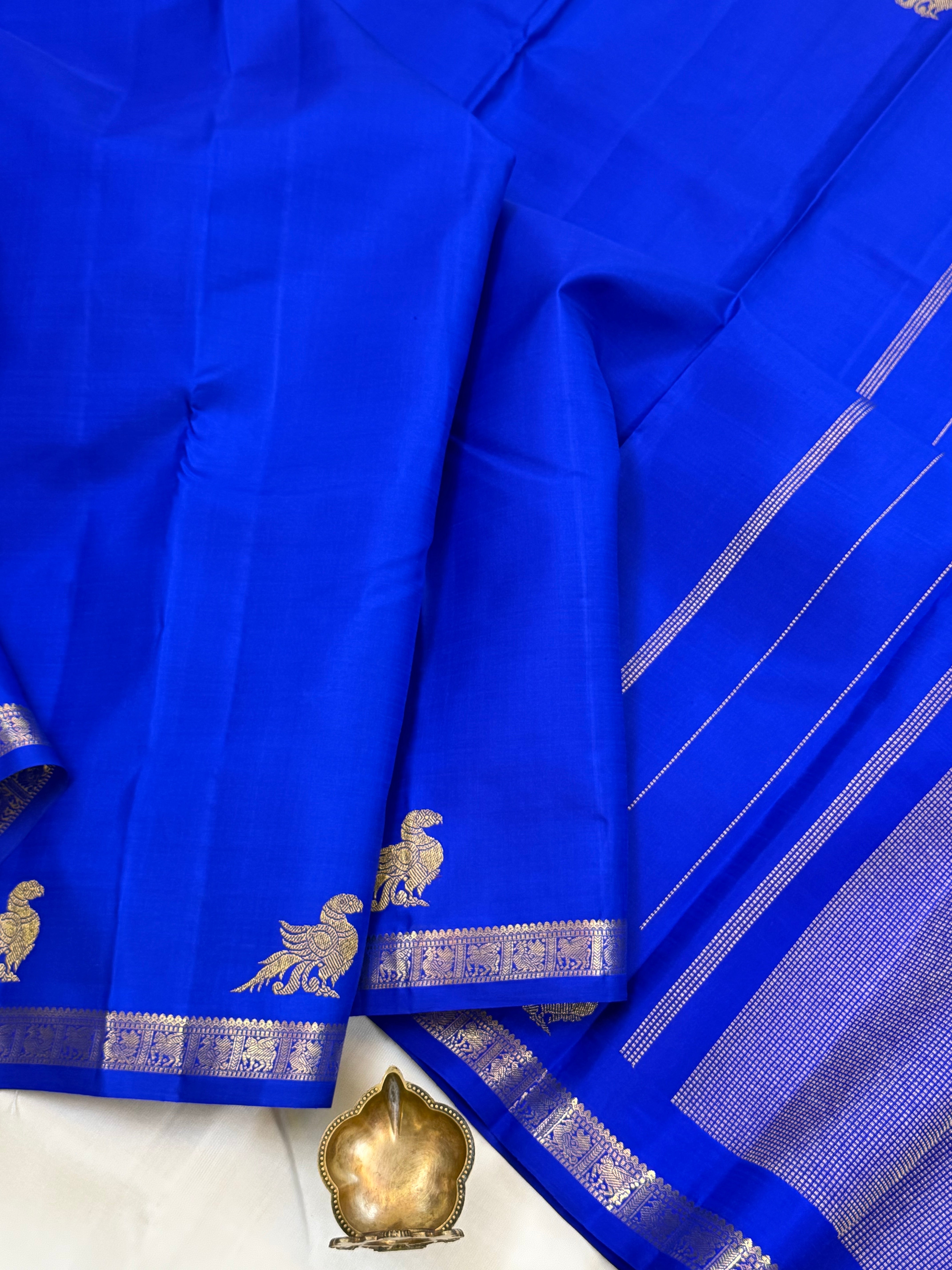 Ms blue Kili border 2g Kanjipuram silk CLSA11020