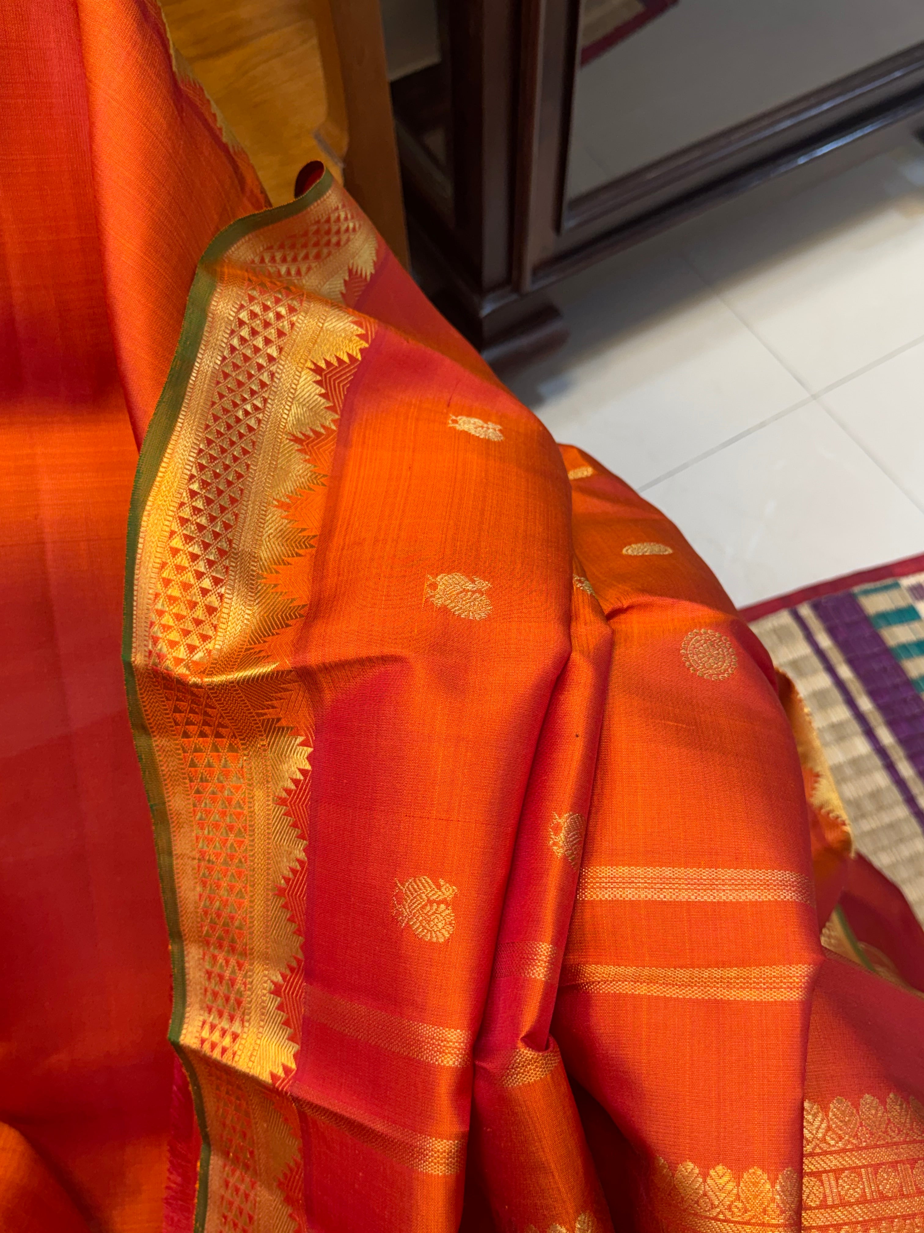 Rust arai madam border / kanjipuram silk