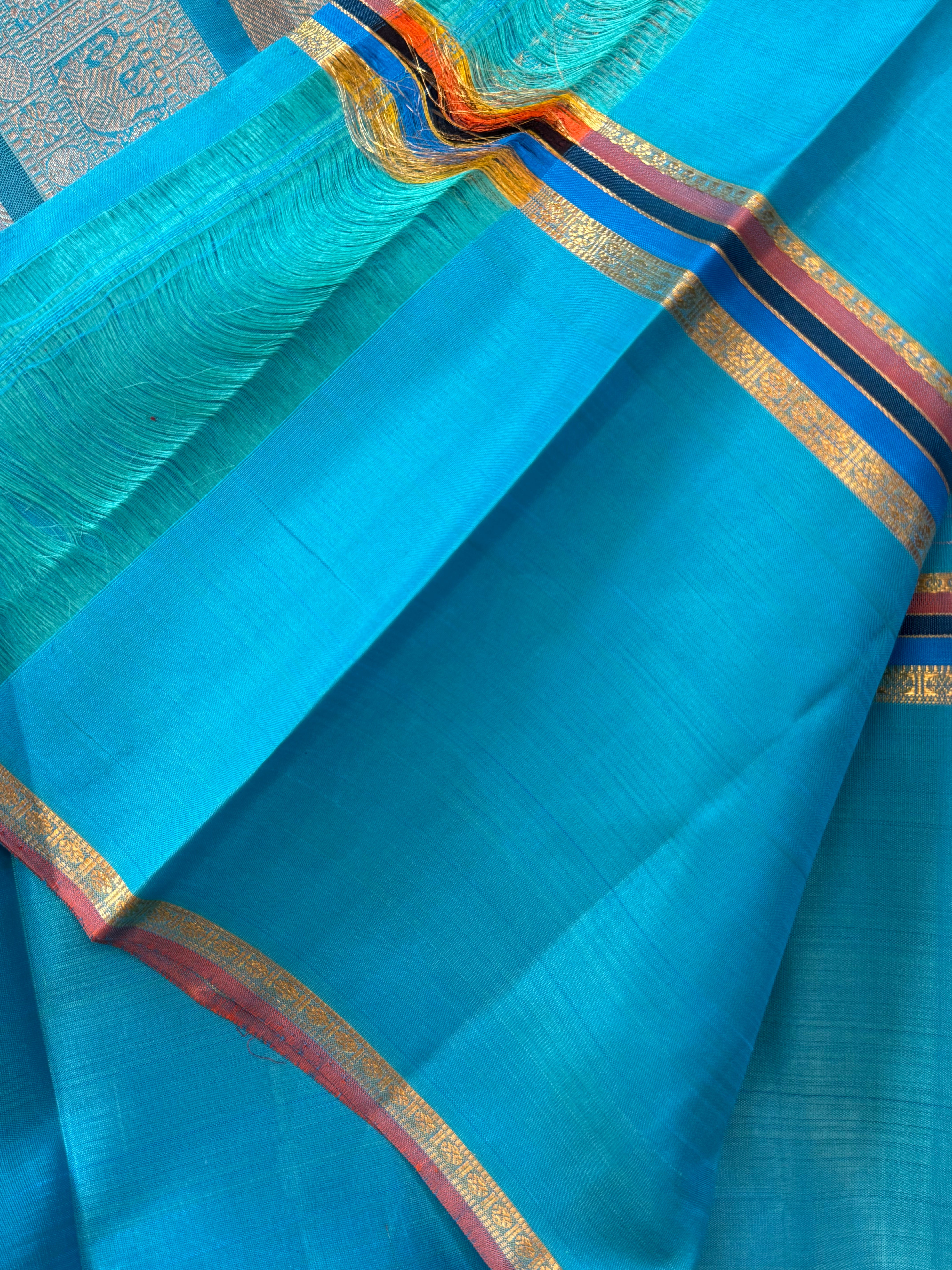 Sea blue long border/ Kanjipuram silk CL6295