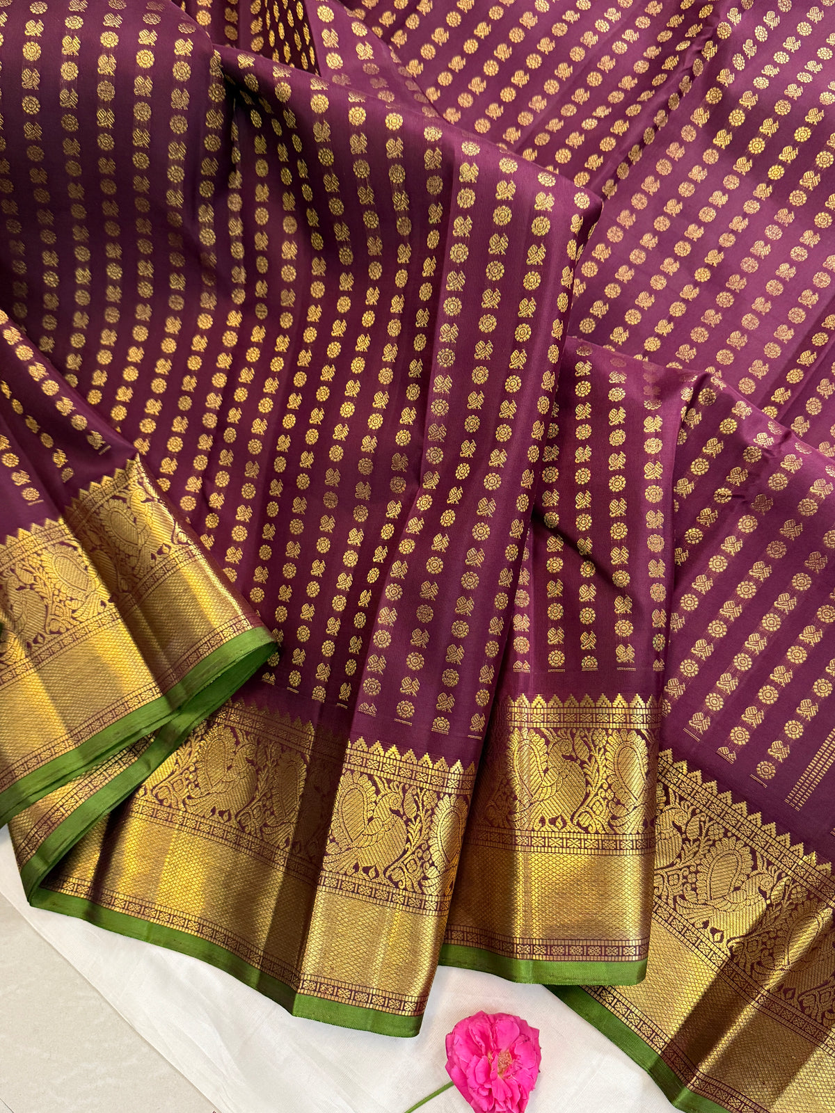 Pakku Annam chakkaram Zari butta body with getti border/CLSA11680