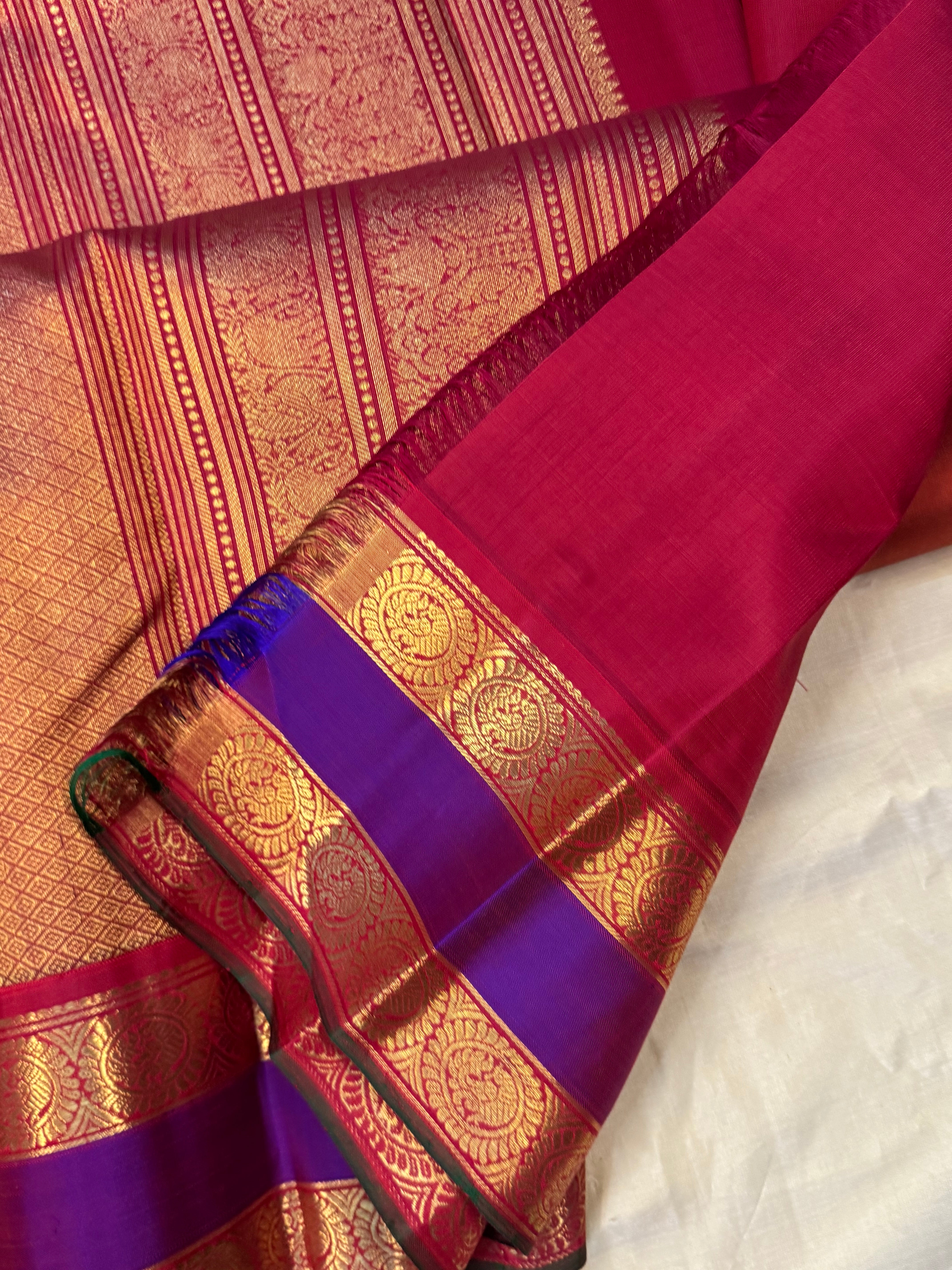 AALAYAM : Rust retta pet korvai kanjipuram silk