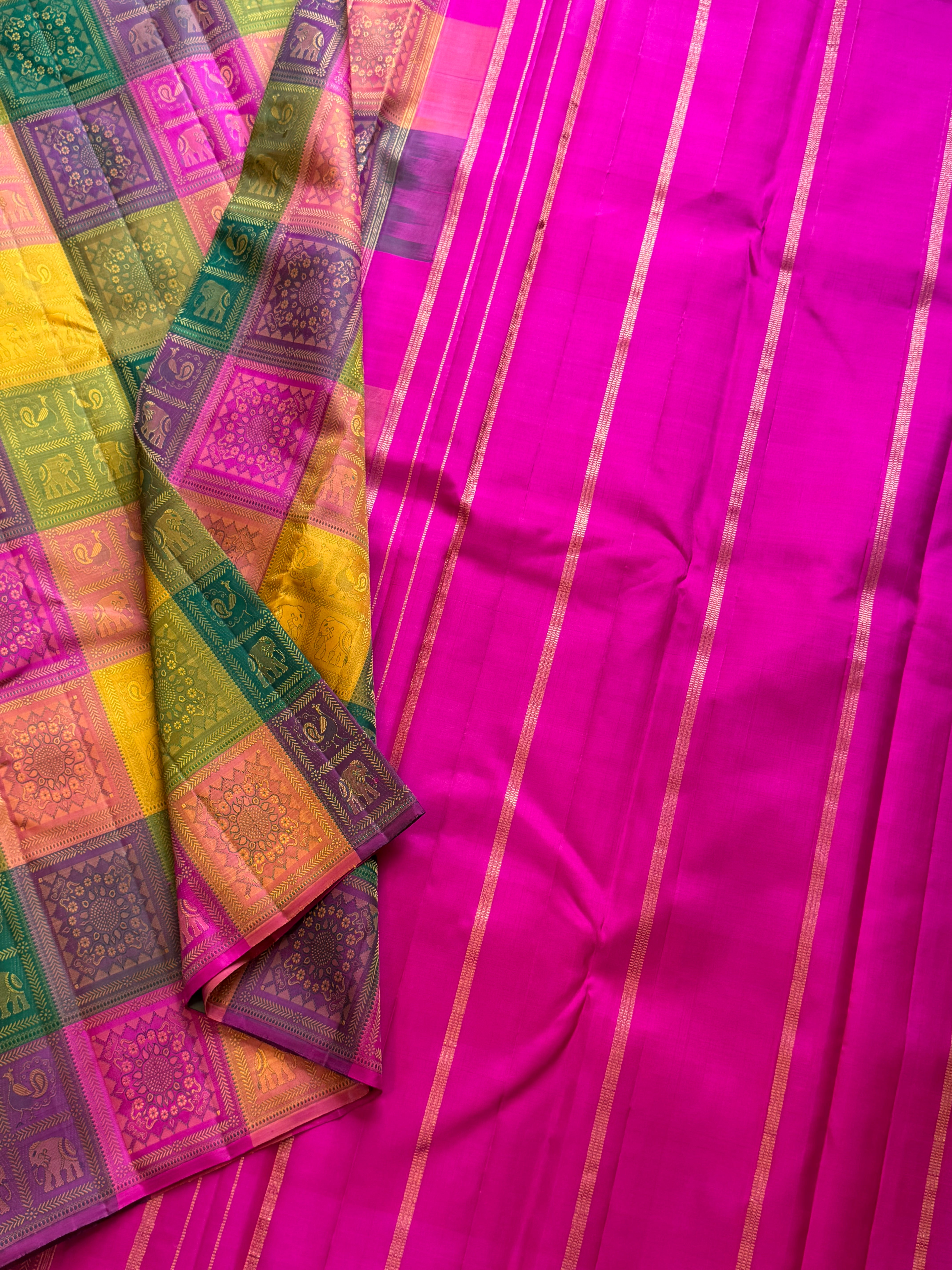 Nithya:retta naada Bomkai inspired kanjipuram silk