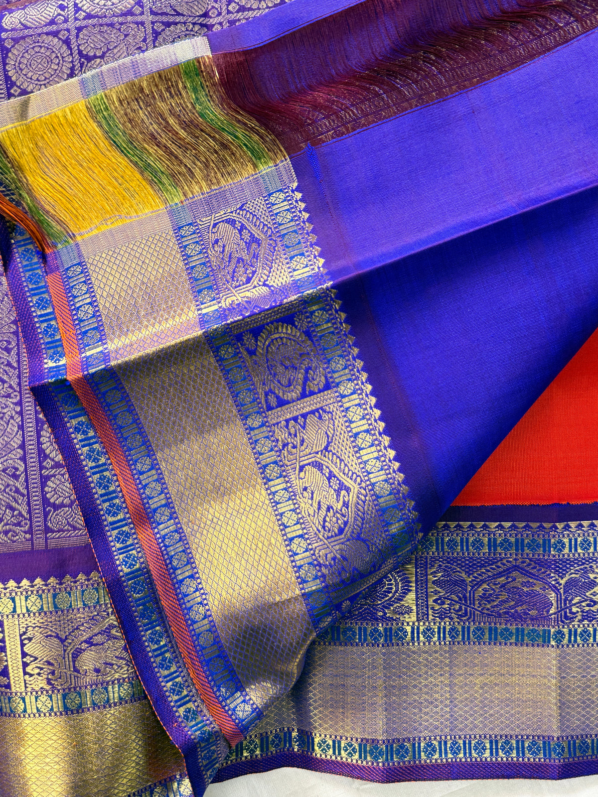 vibrant orange with Korvai border/ kanjipuram silk saree clsa 9925