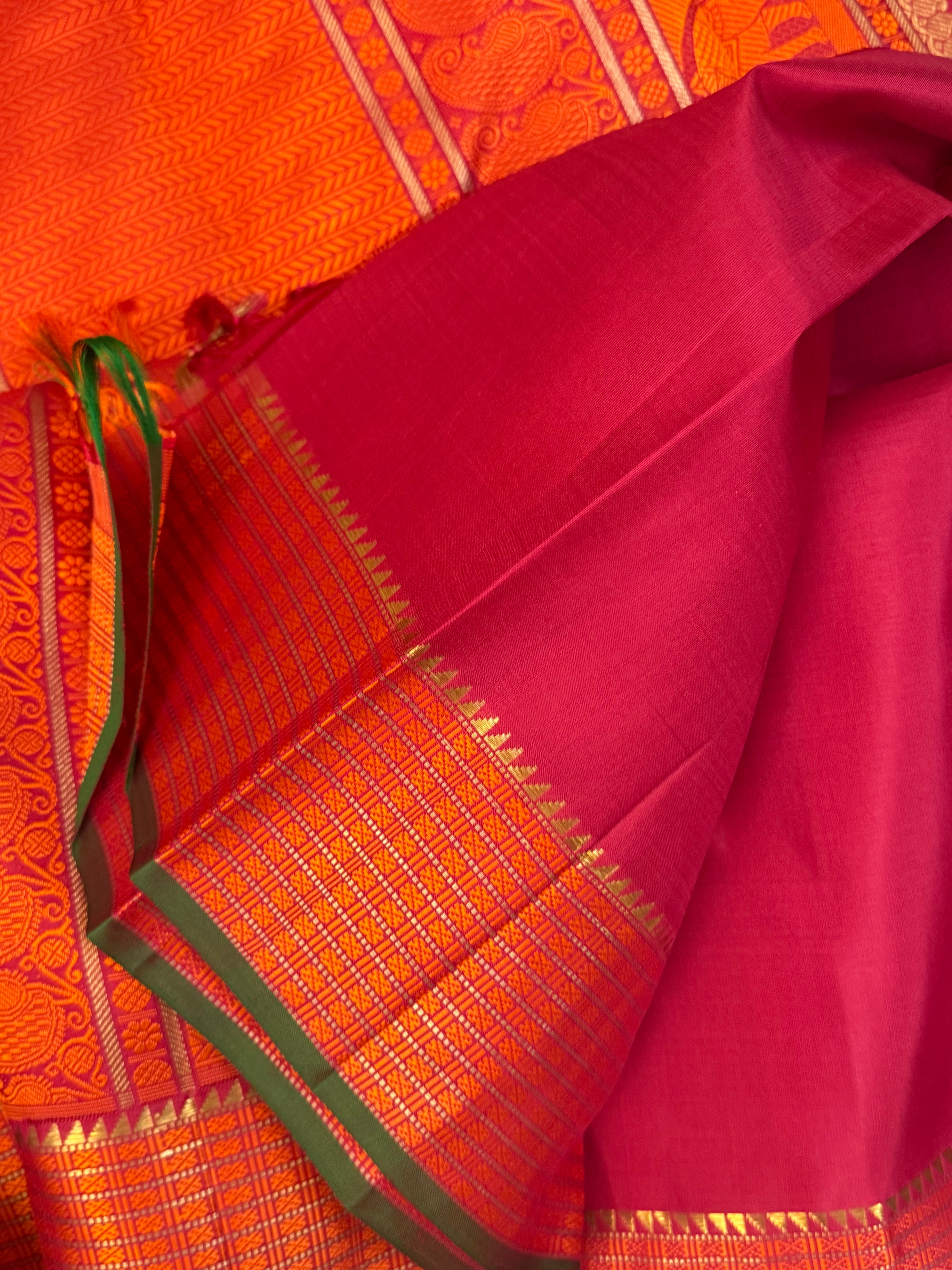 Reddish pink Annam chakram butta / kanjipuram silk saree CLSA 10158