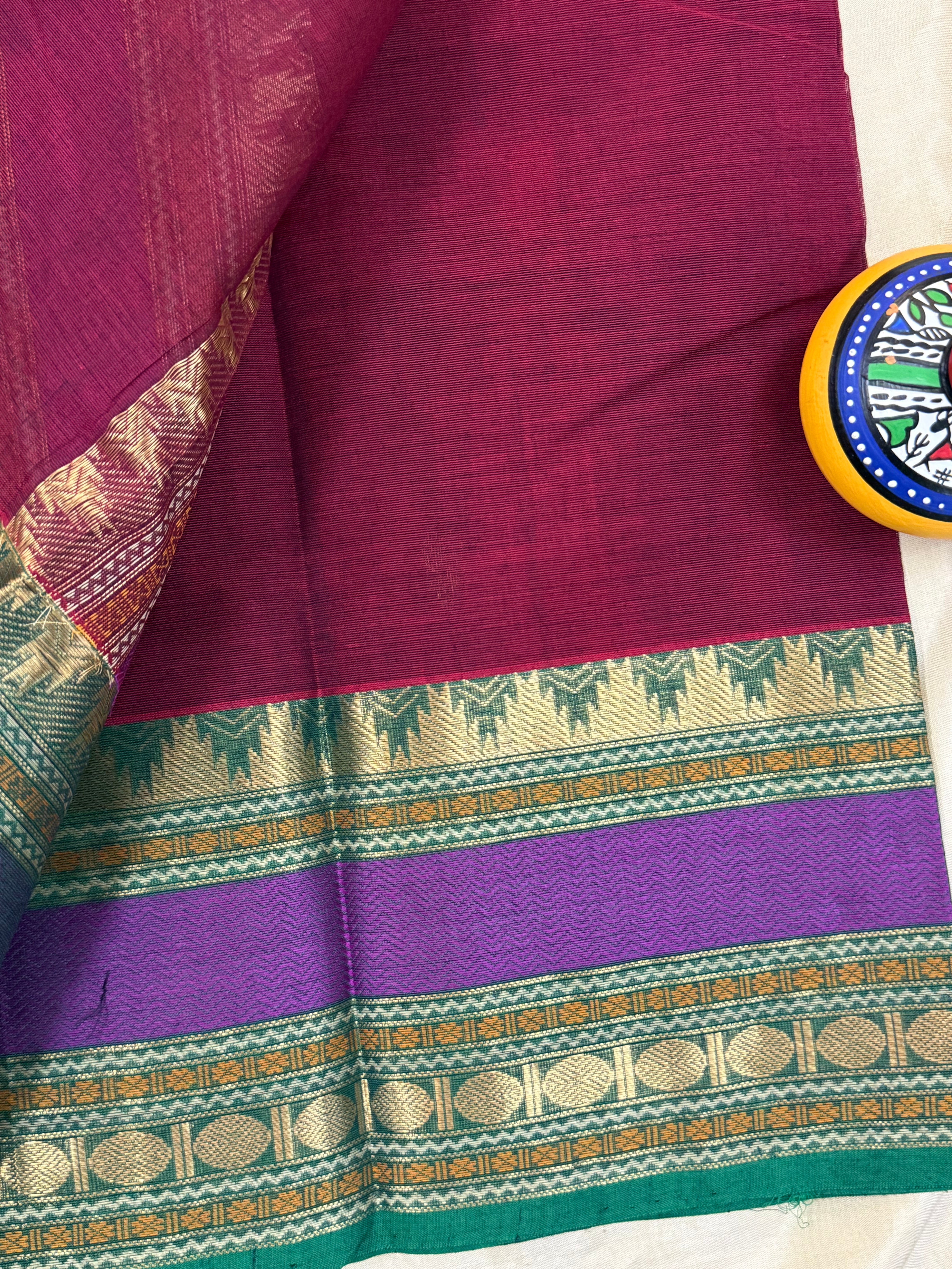 Deep red unique pallu / Kanchi Cotton CL5956