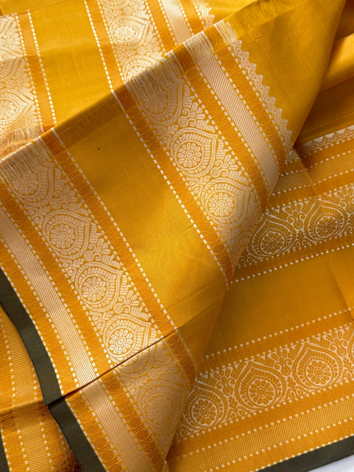 Mustard Yellow unique kili pallu / Special edition kanjipuram silk