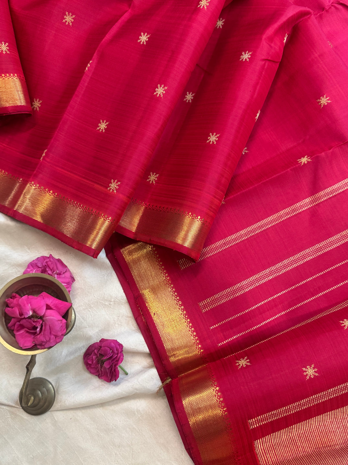 Red small border kanjipuram silk clsa11949