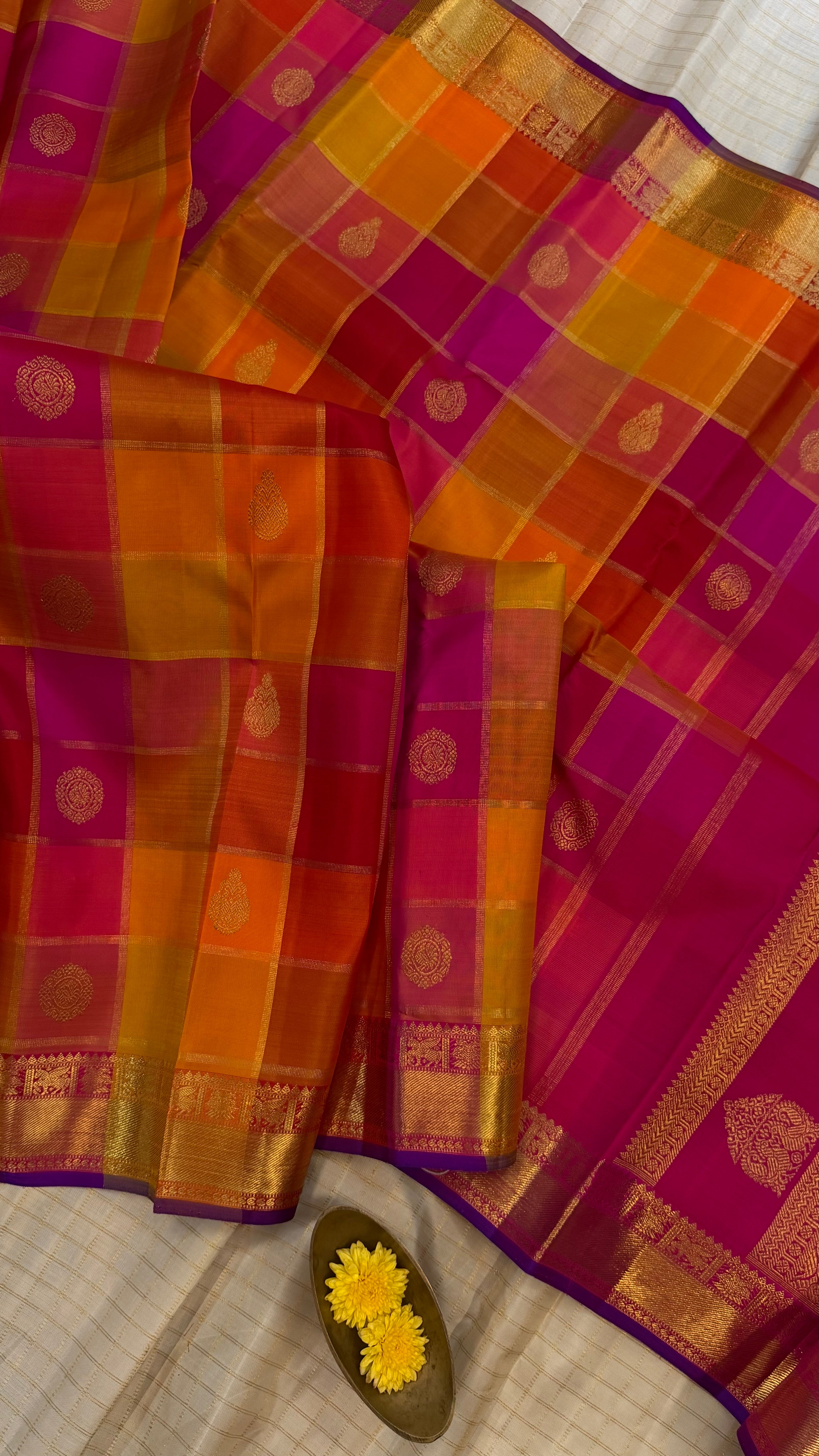 Paalum Pazhamum Kattam with Zari border Kanjipuram silk