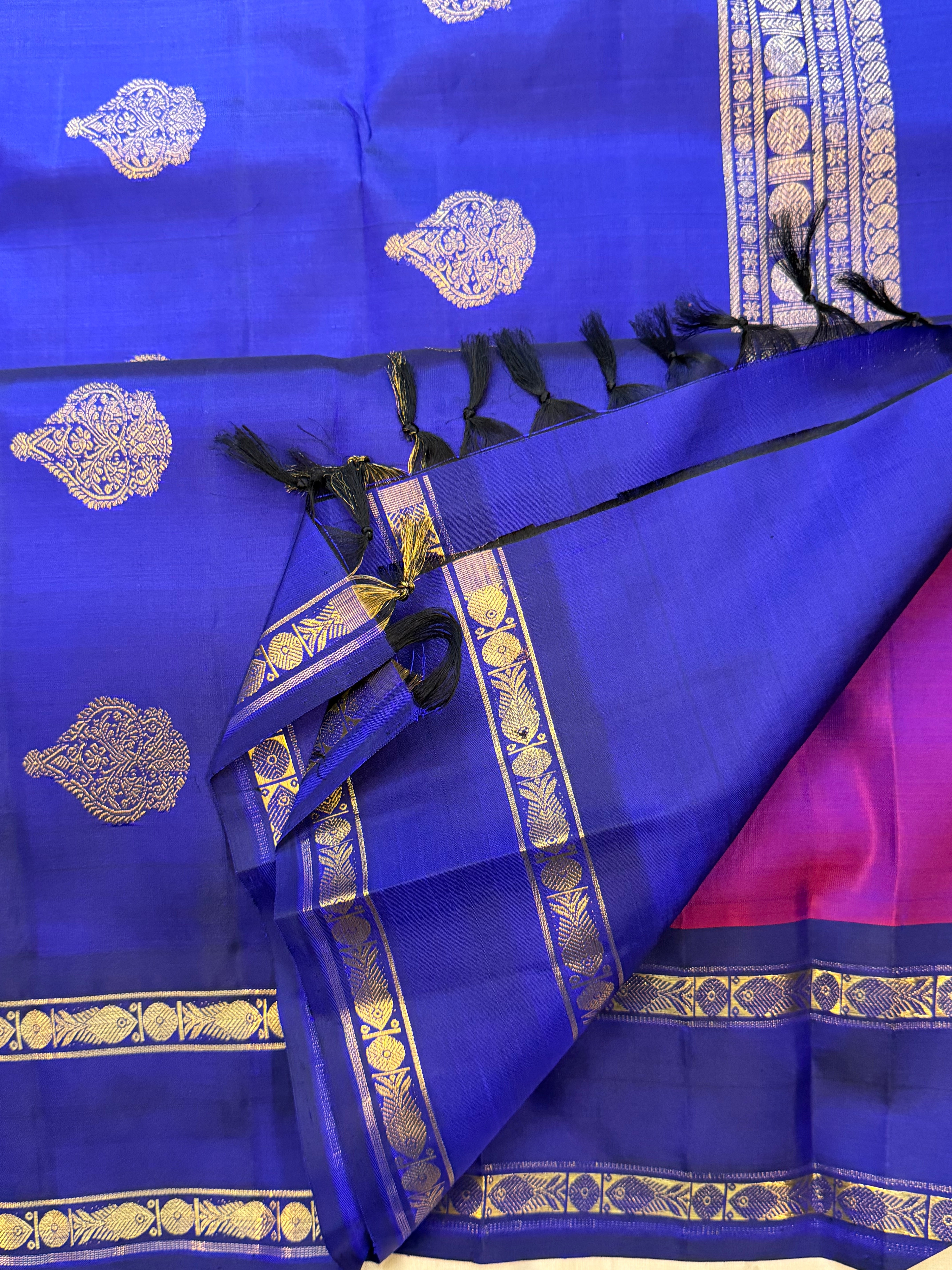 Permam : purple pink fish pet / Kanjipuram silk CL9887