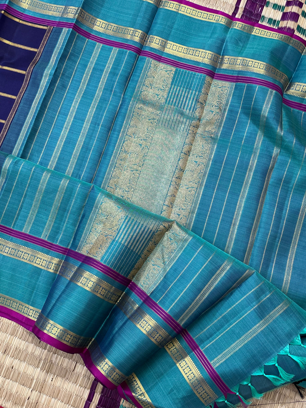 Blue with body veldhari retta pet pure zari kanjipuram / silk saree clsa 12313
