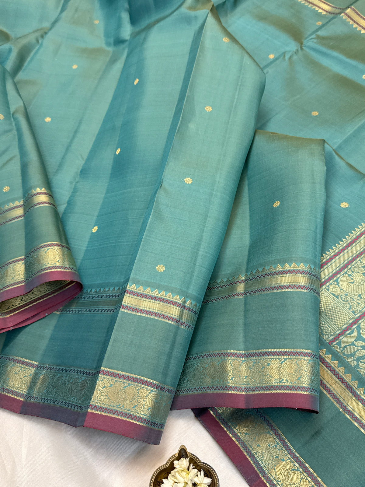 festivel edit _special edition_ Pastel Teal colour and border Rettapet /silk saree clsa 12419