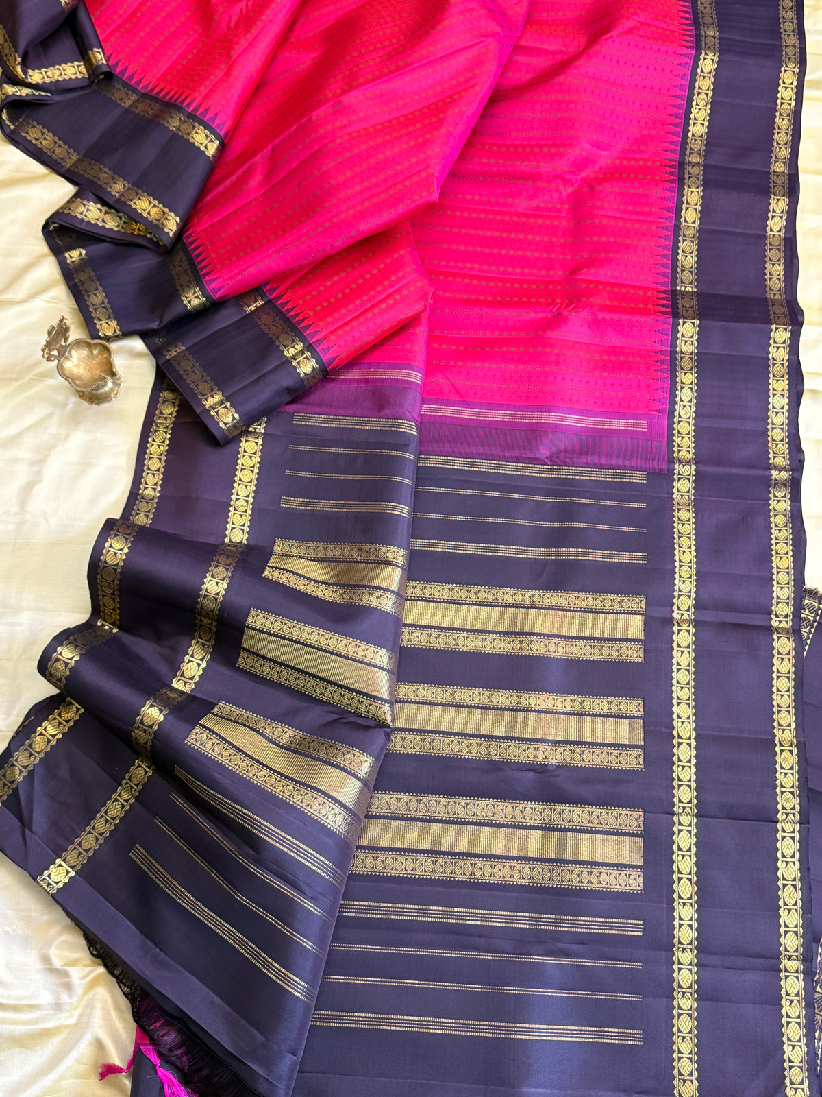 Pink Rettapet body plus butta Korvai / kanjipuram silk saree clsa 11633
