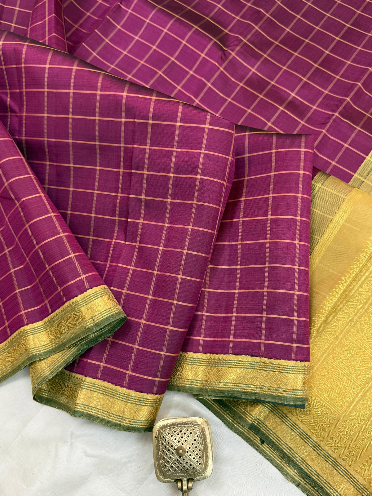 Purple Punai Kattam Korvai/ kanjipuram silk saree clsa 12117