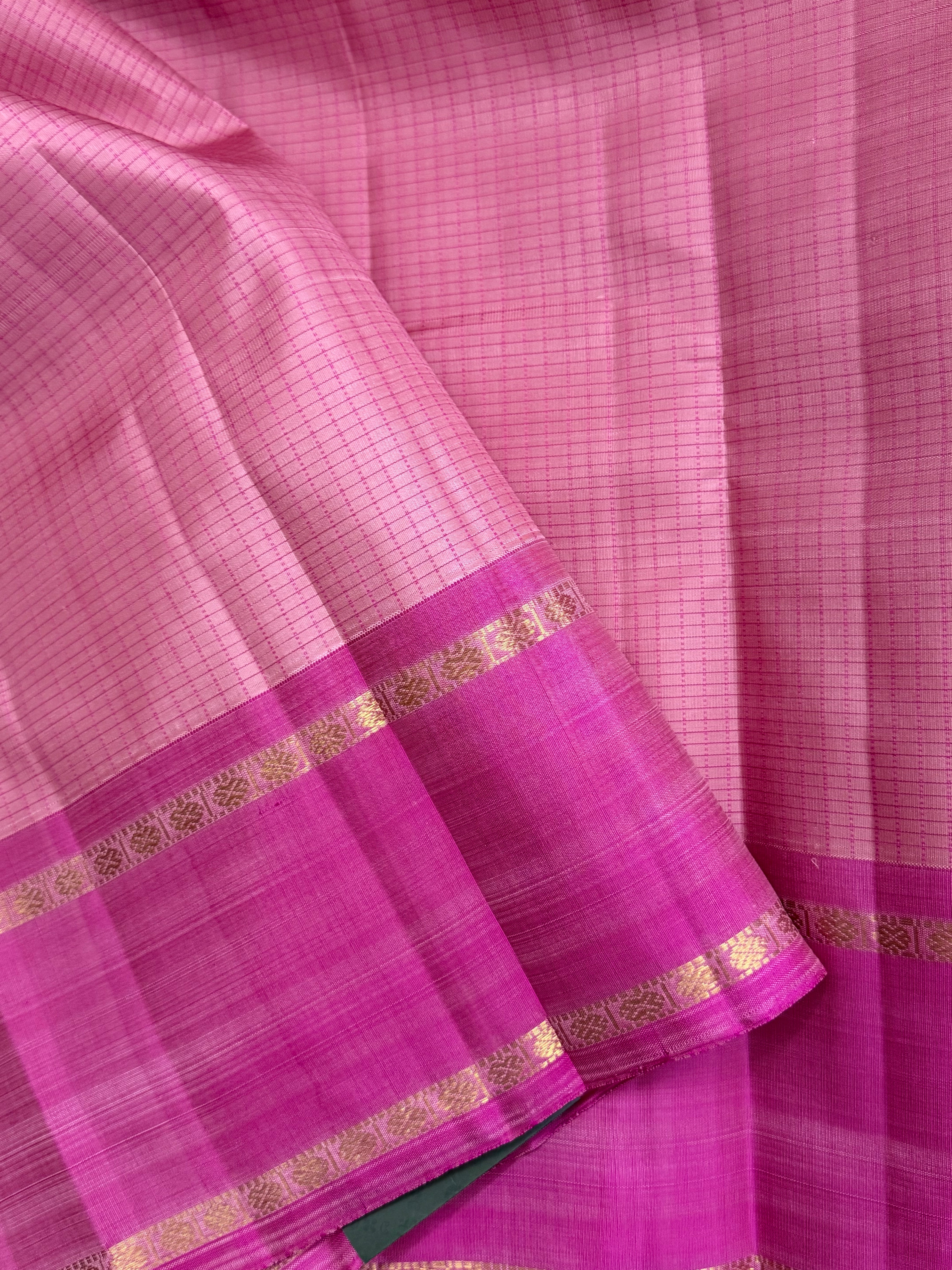 Pink kattam rettapet border/ Kanjipuram silk