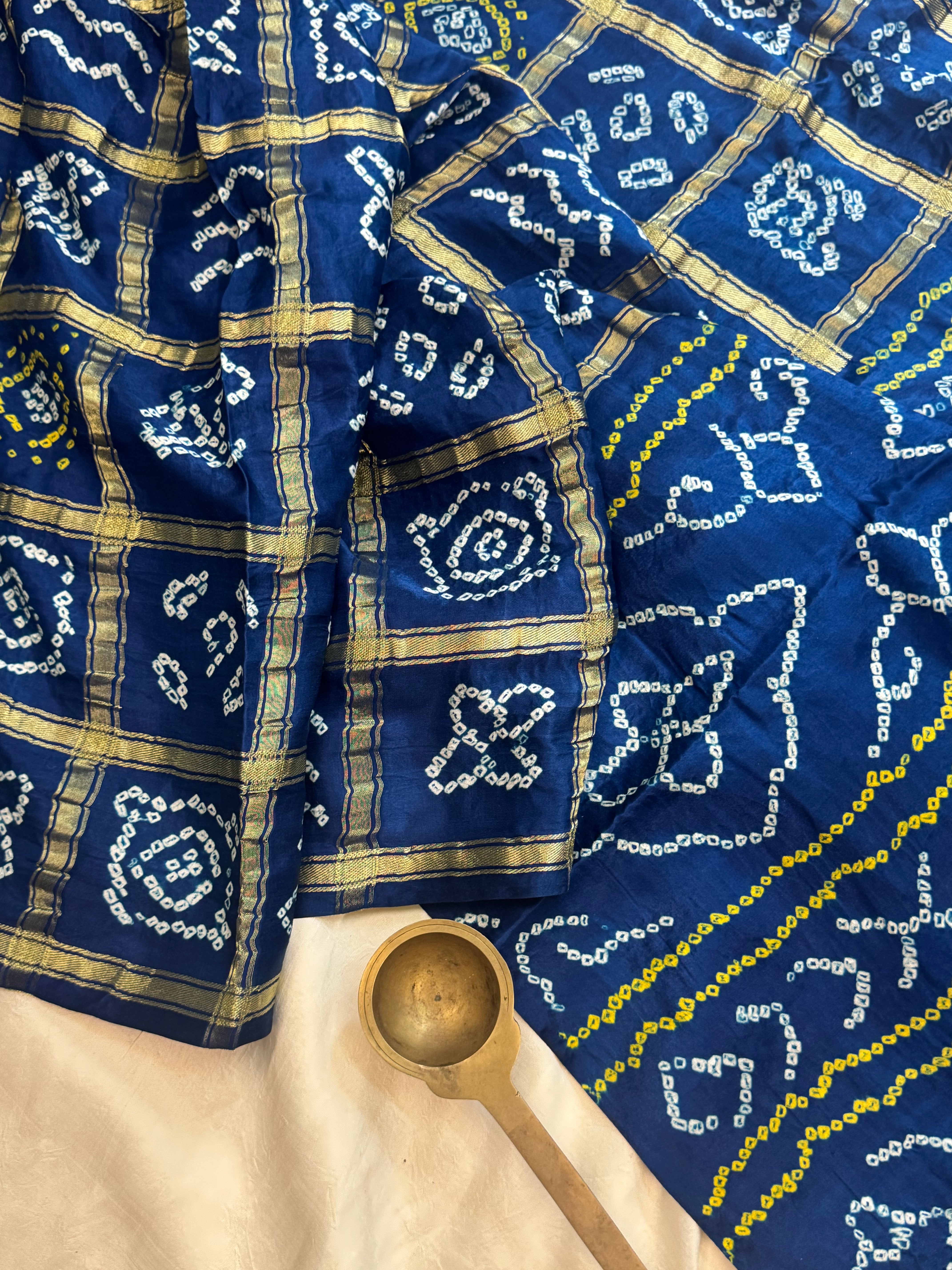 Dark indigo blue gharchola gajji silk / Bandhini sarees