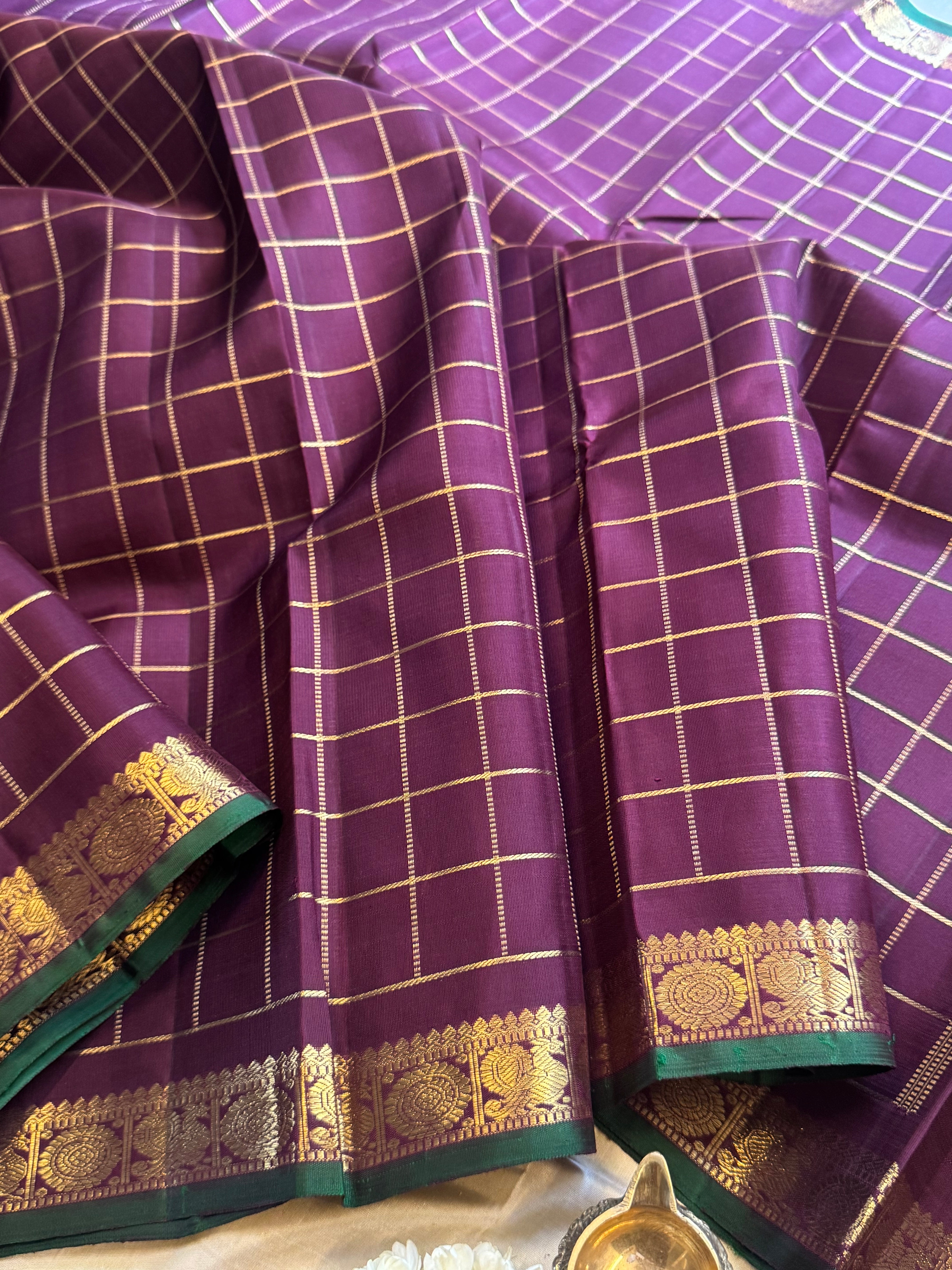 Deep merron zari kattam / Kanjipuram silk