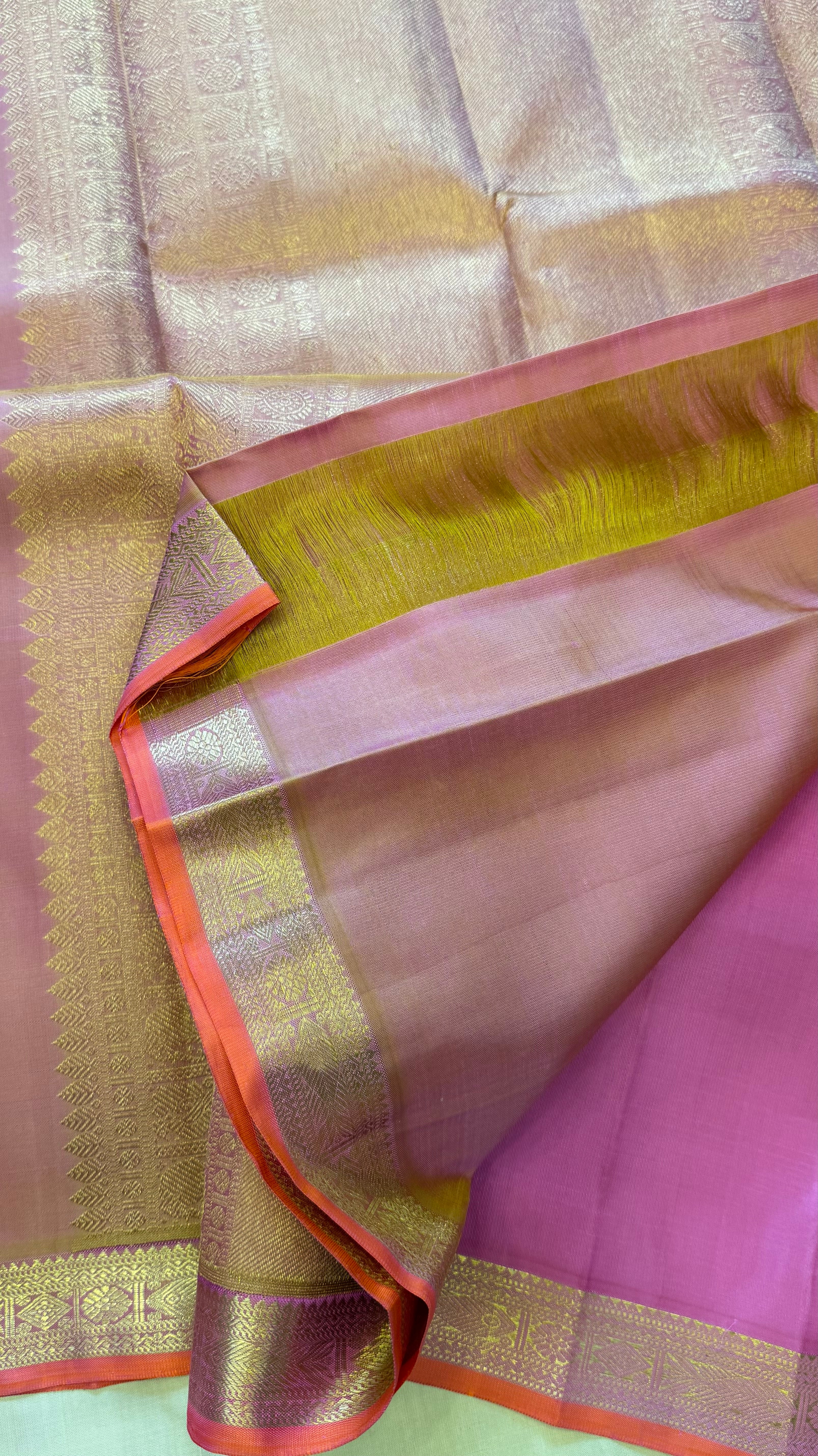 Pink small border/ kanjipuram silk
