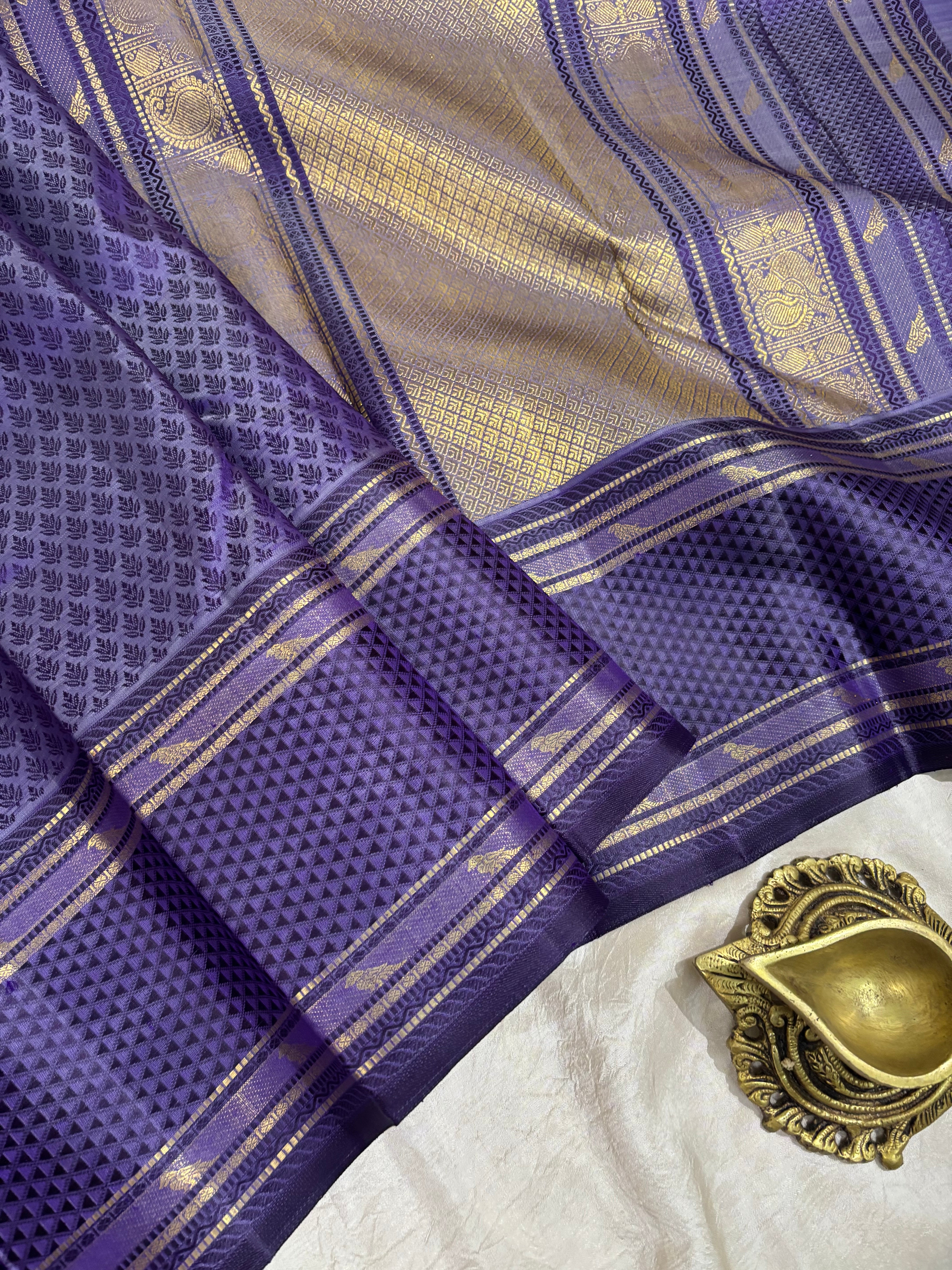 Lavender thread work / kanjipuram silk