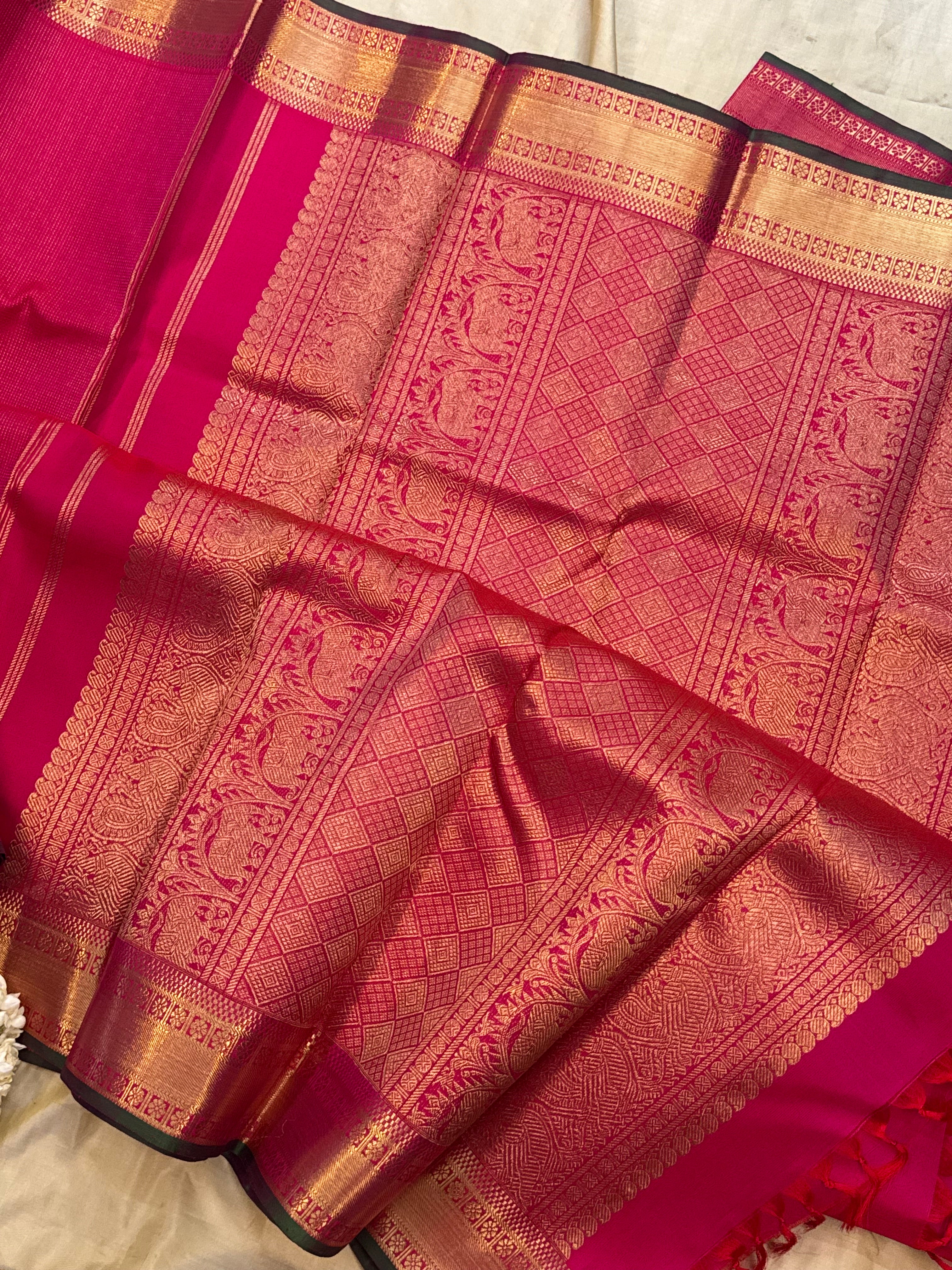 Pink zari ossivanam/ Kanjipuram silk CLSA3514