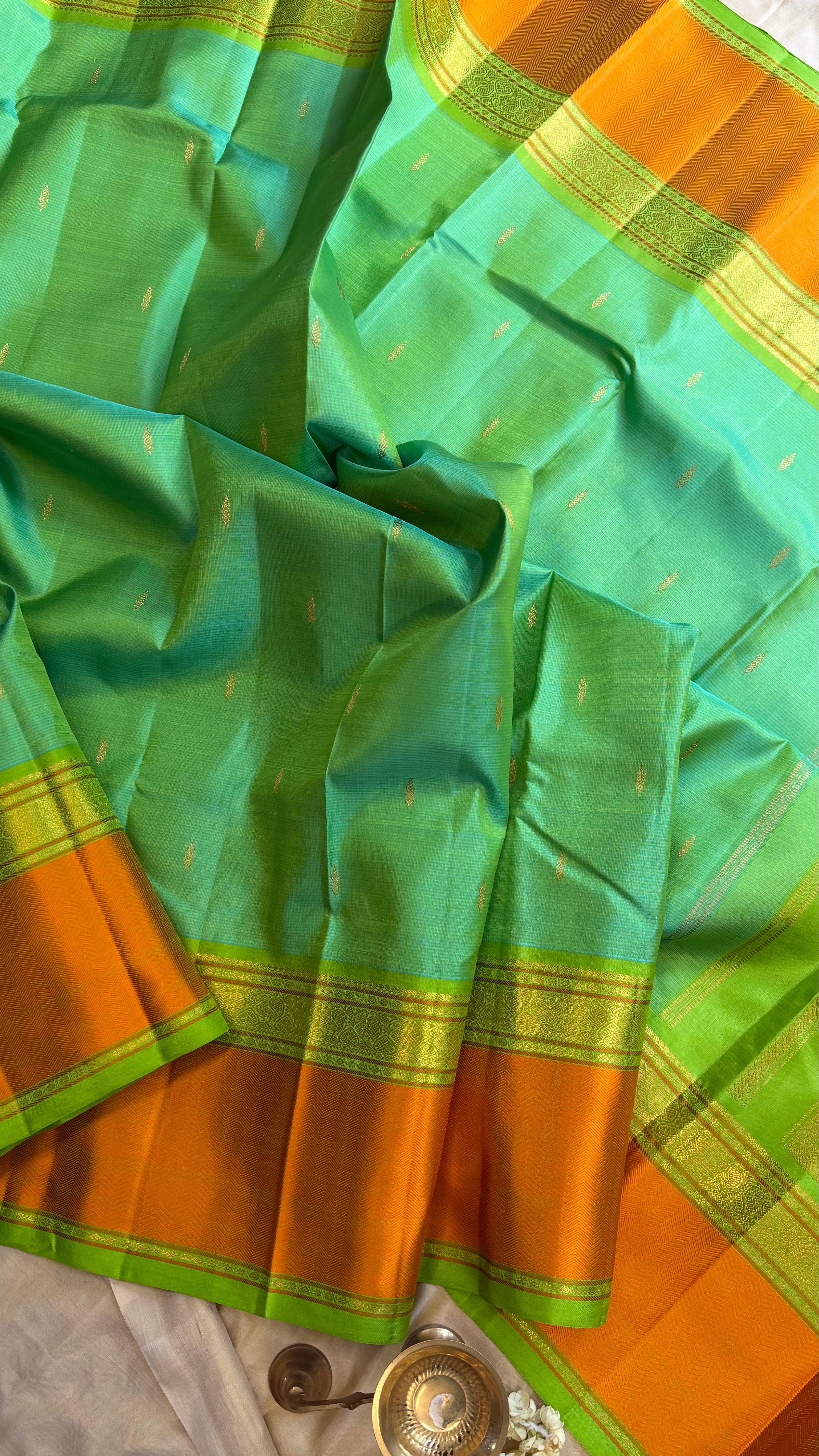 Master weaver - Green shot parrot green / Kanjipuram Silk