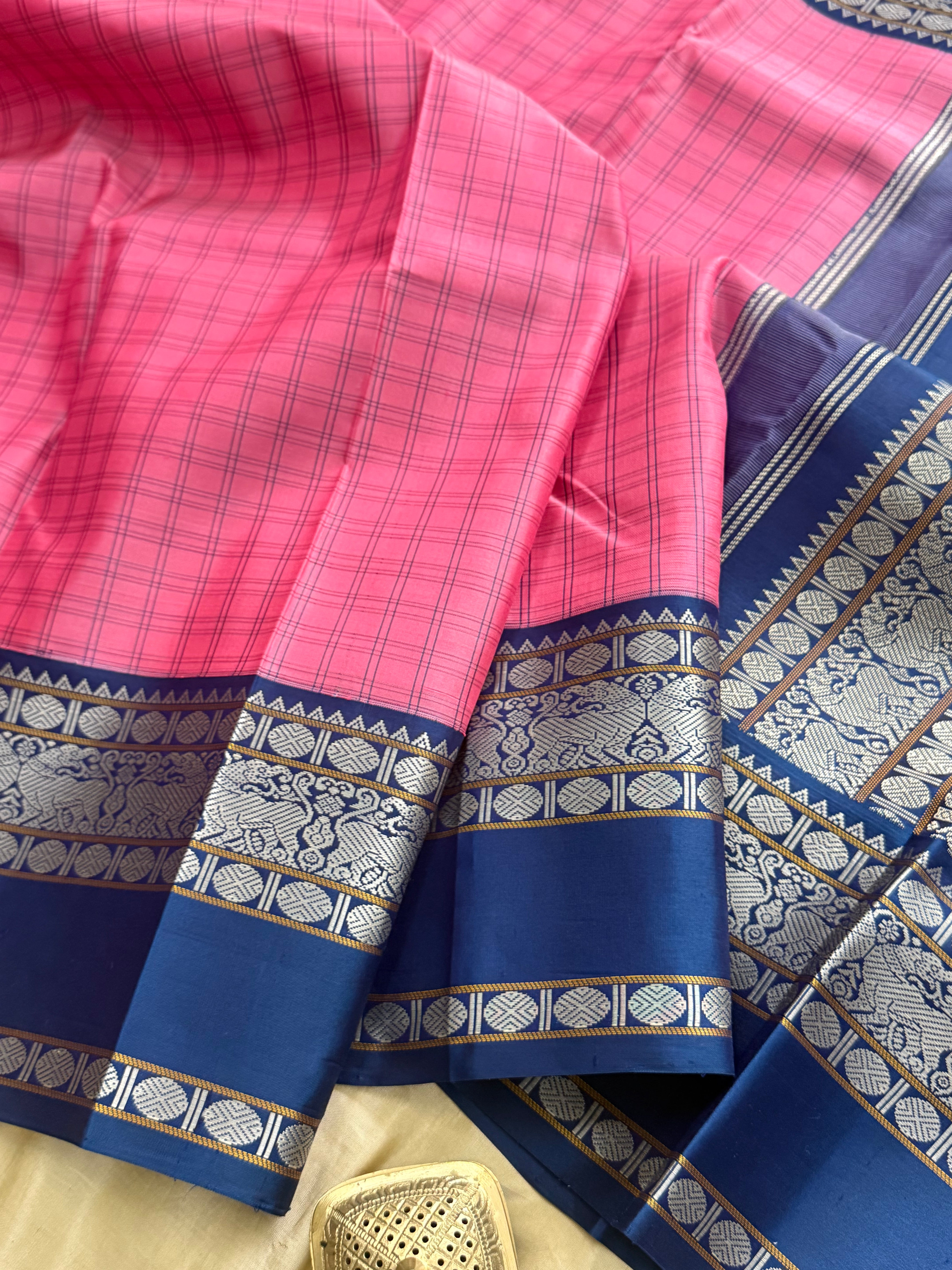 Pink Kattam with teal blue border/special edition CLSA9847