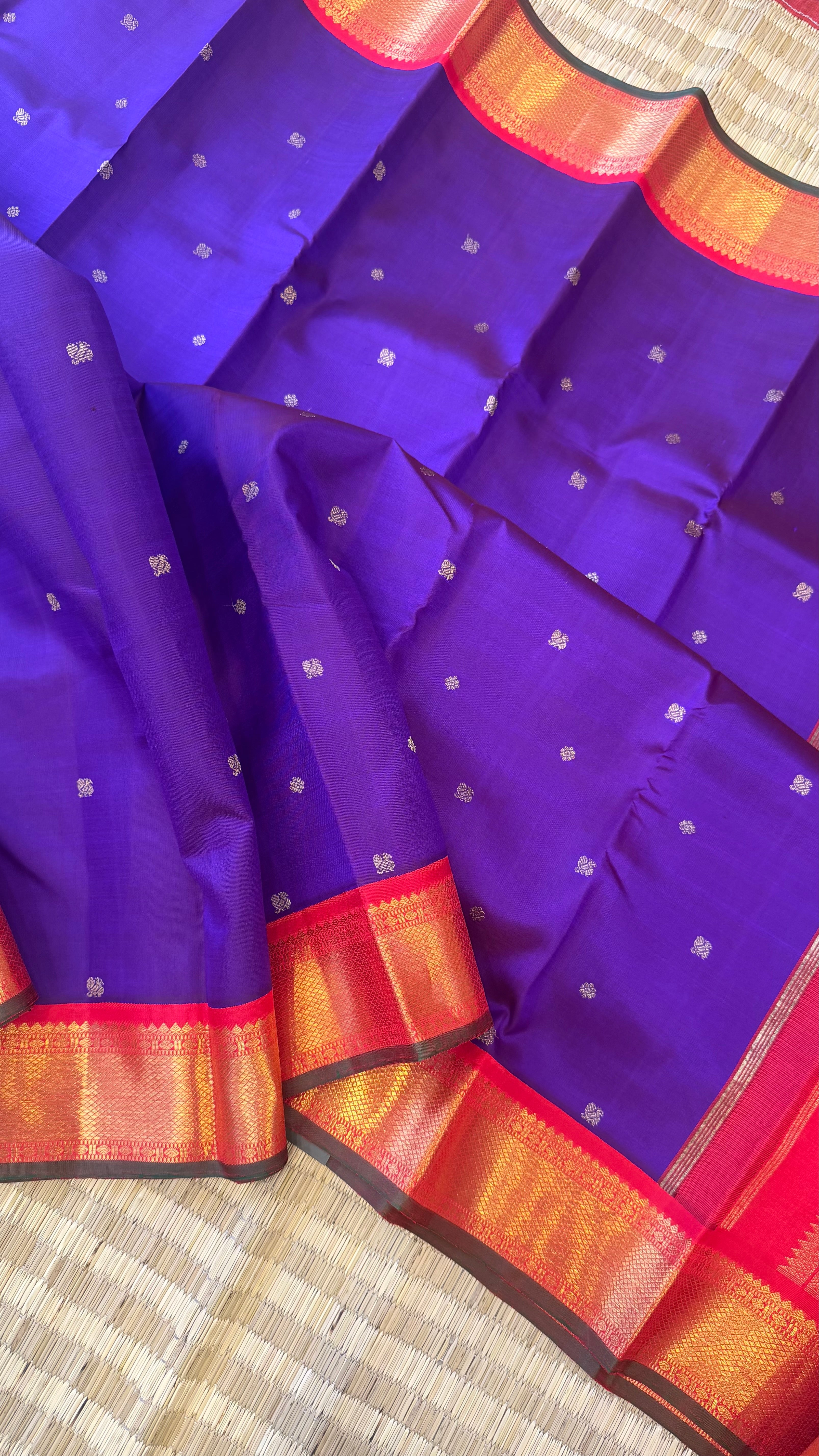 Deep purple Kai Korvai / Kanjipuram silk