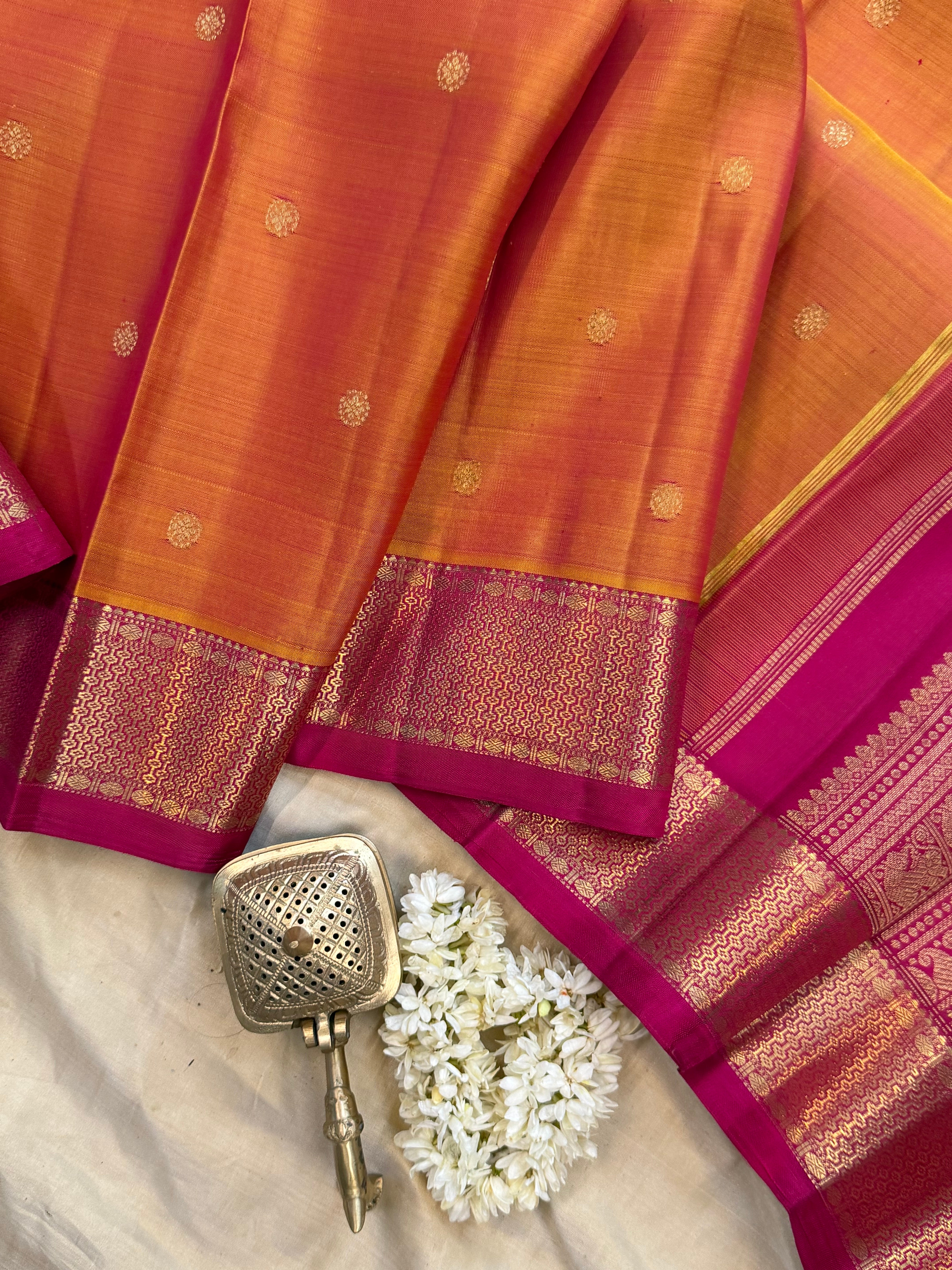 Simha colour mayilkann border pure Kanjipuram silk CL9955