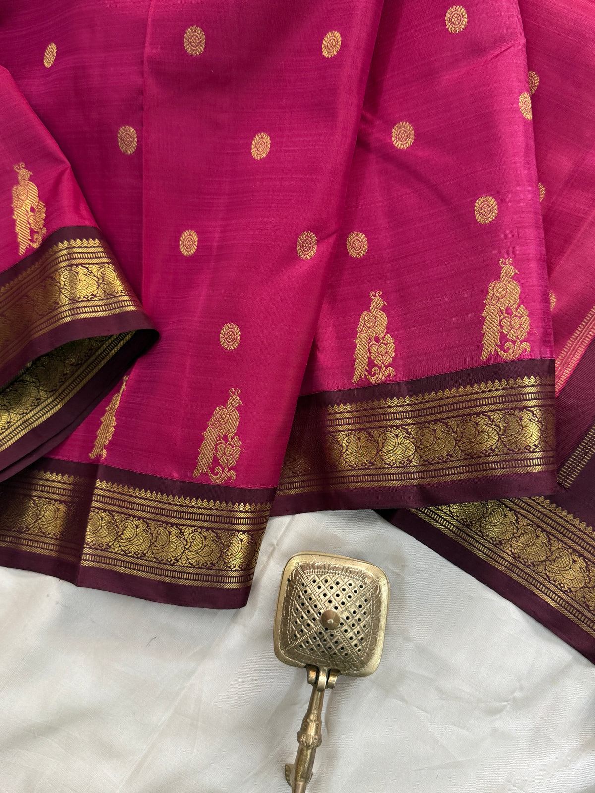 Deep Rose Pink beetu butta Korvai/ kanjipuram silk saree clsa 11429