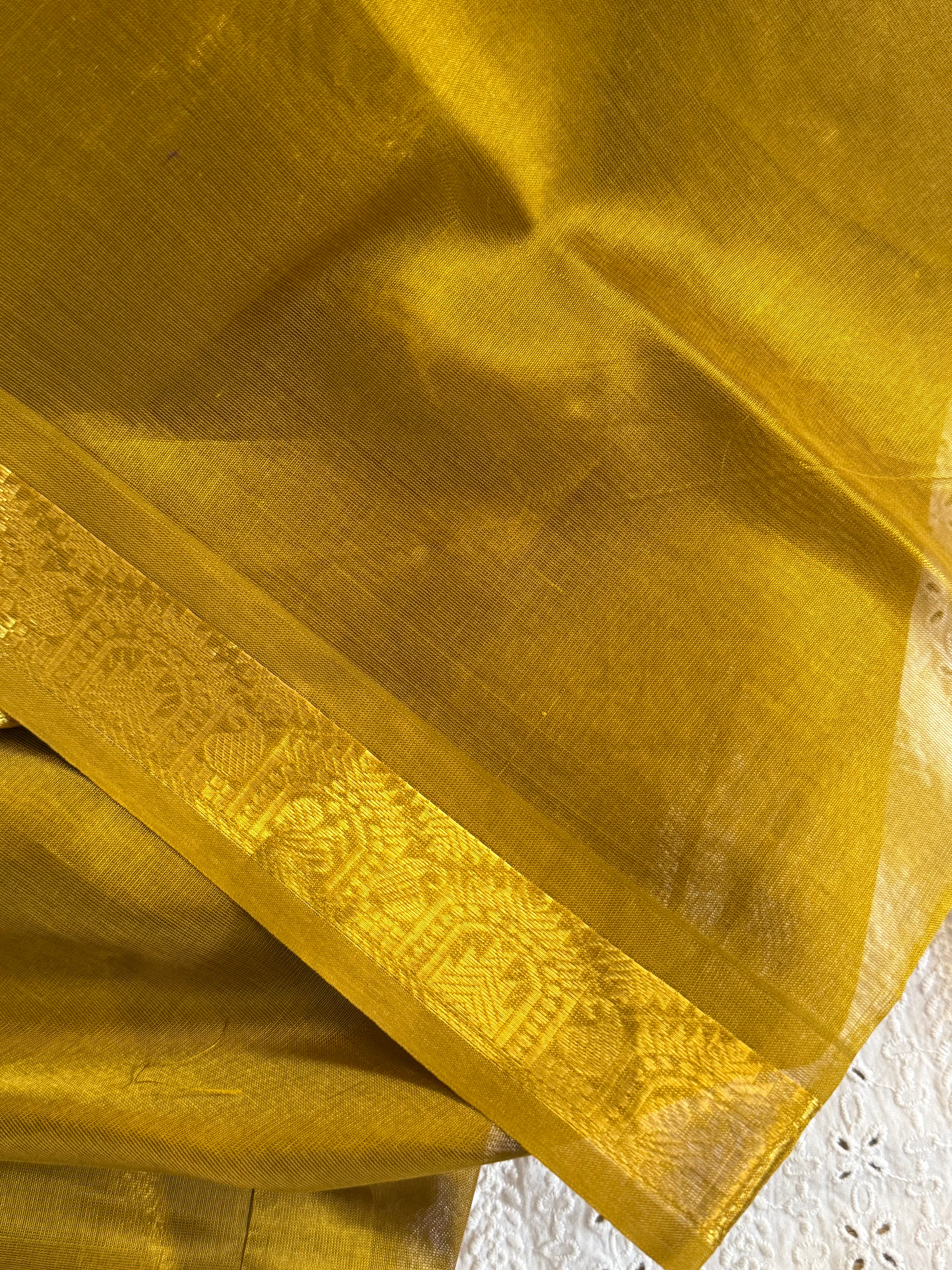 Green and mustard / Silk Cotton