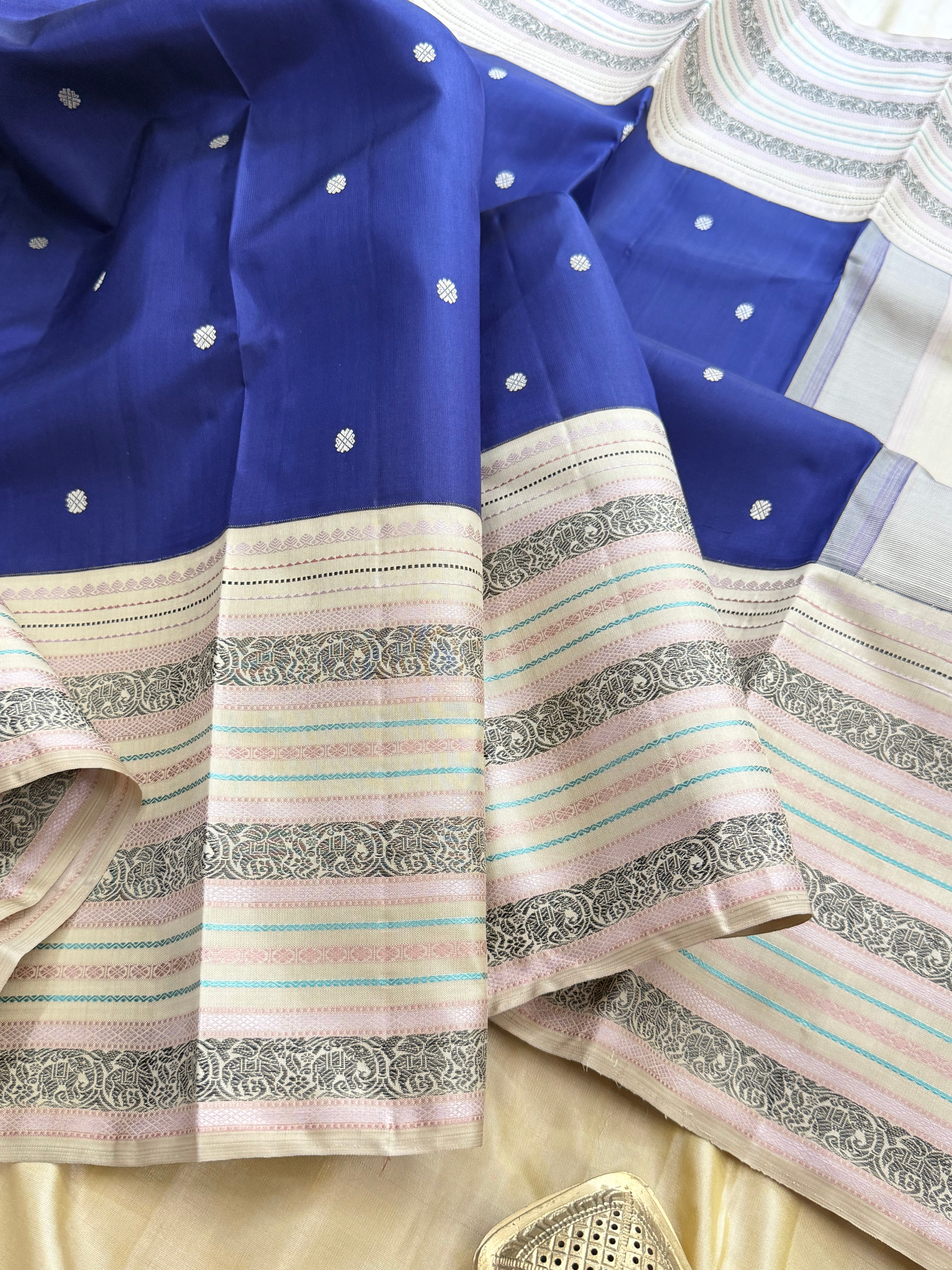 Dark blue varisapet Kai Korvai / Arani silk