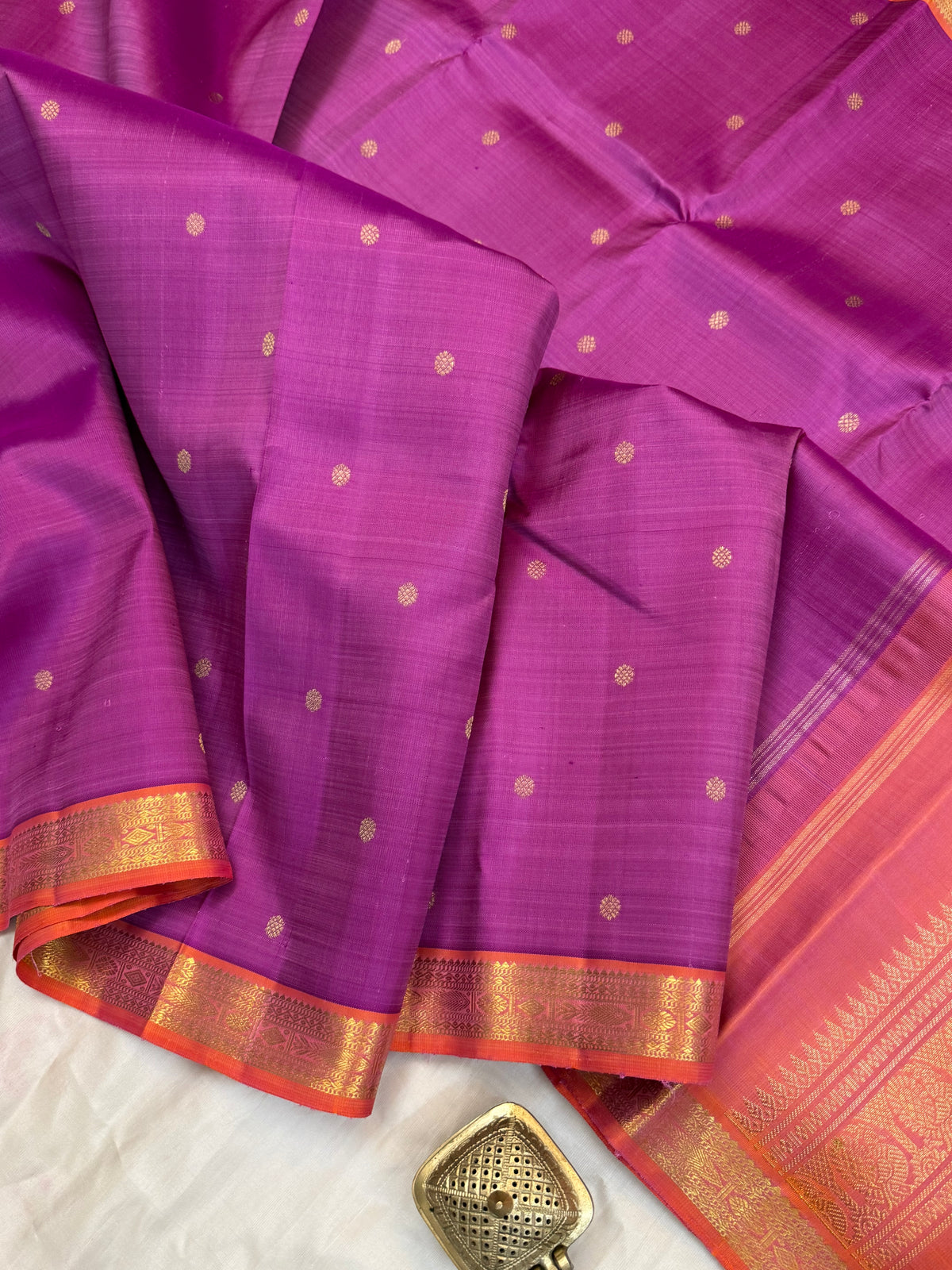 Vadamalli small border with Zari Butta/kanjipuram silk saree clsa 12363
