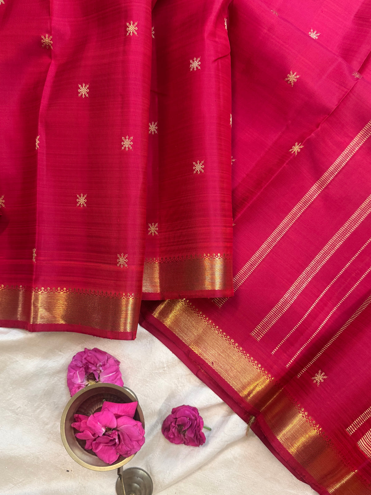 Red small border kanjipuram silk clsa11949