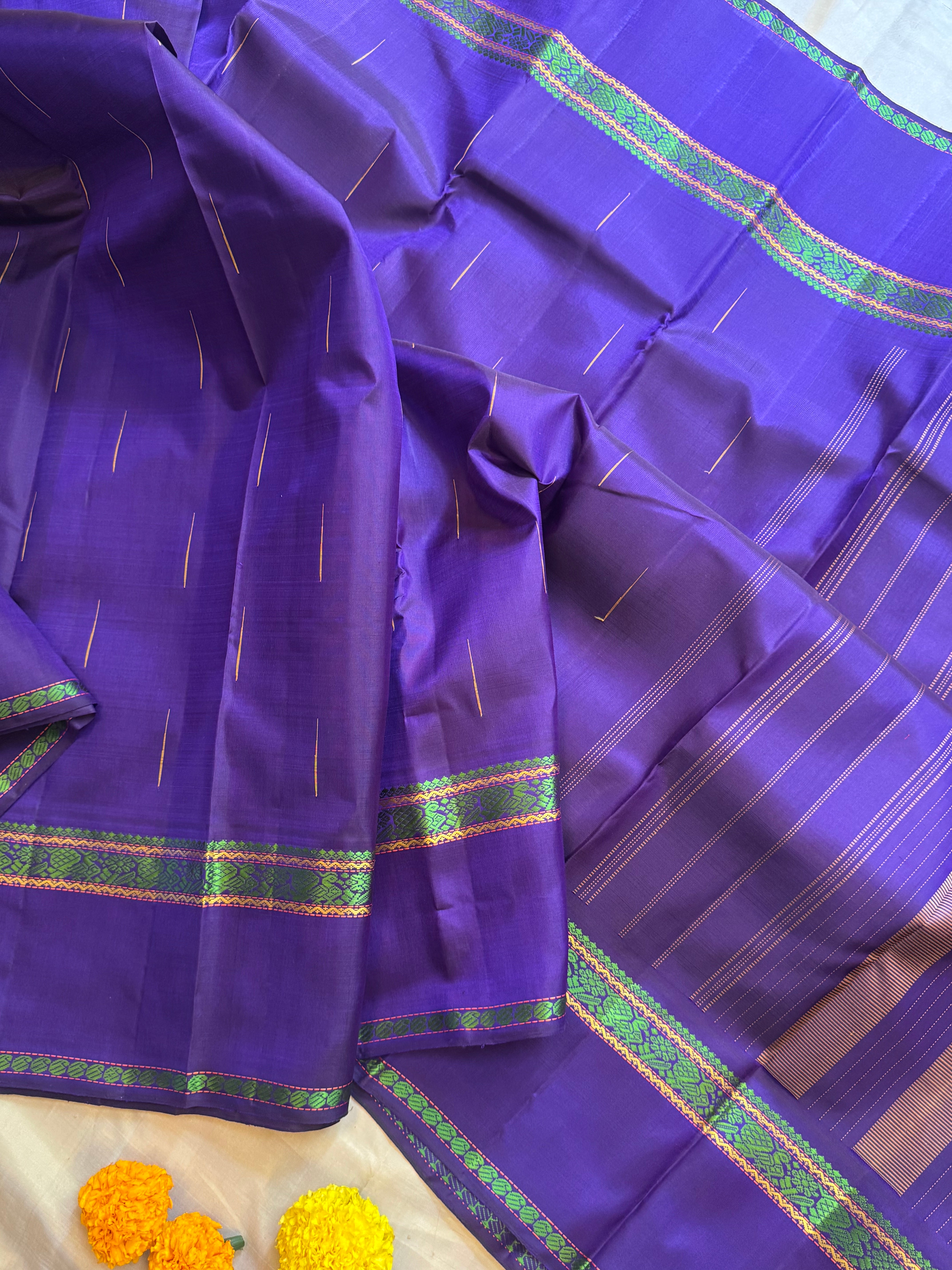 Aubergine color thread work / Arani silk