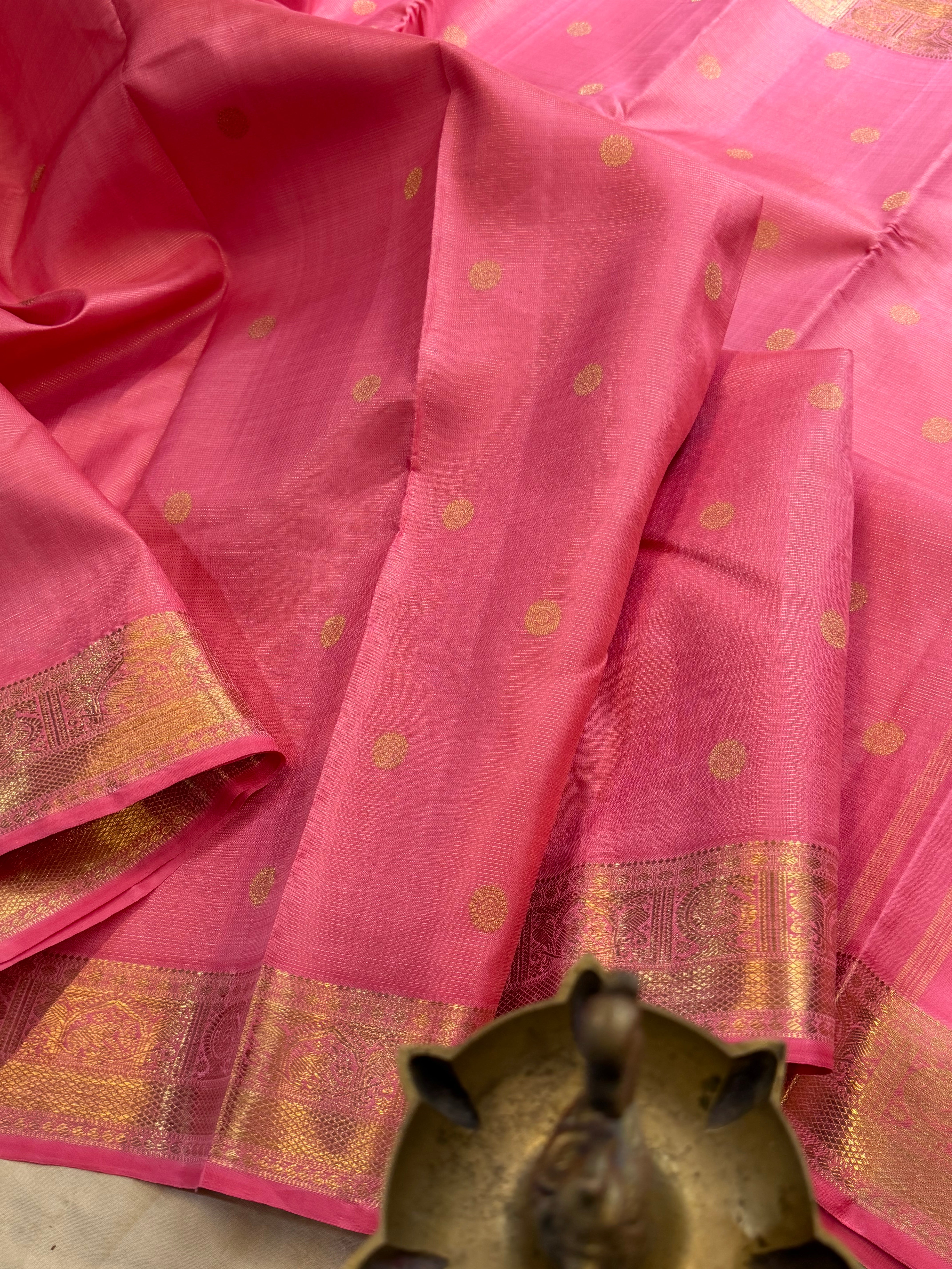 Heirloom Vairaoosi pink Kanjipuram silk saree