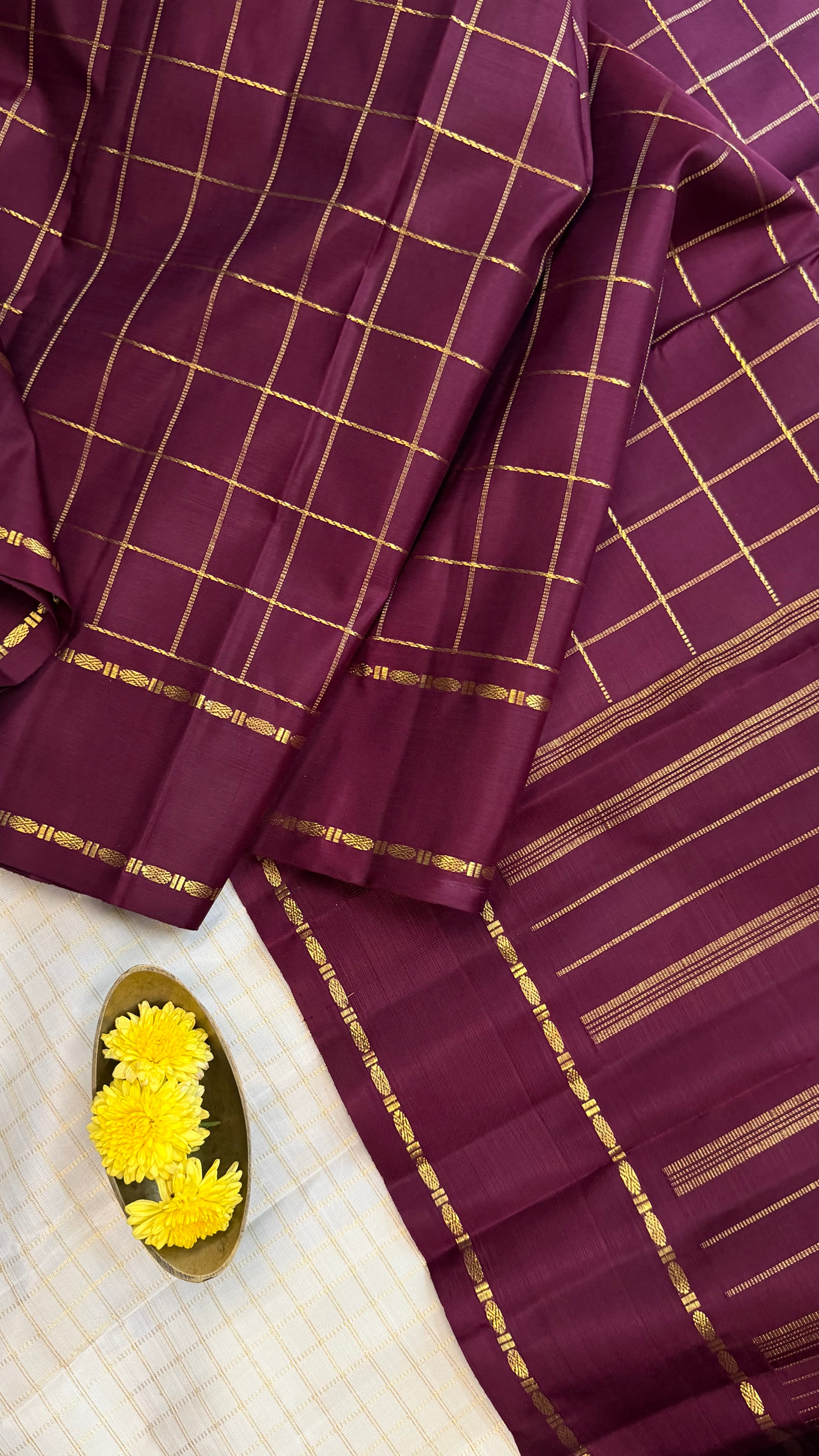Vintage style Zari Kattam Kanjipuram silk m