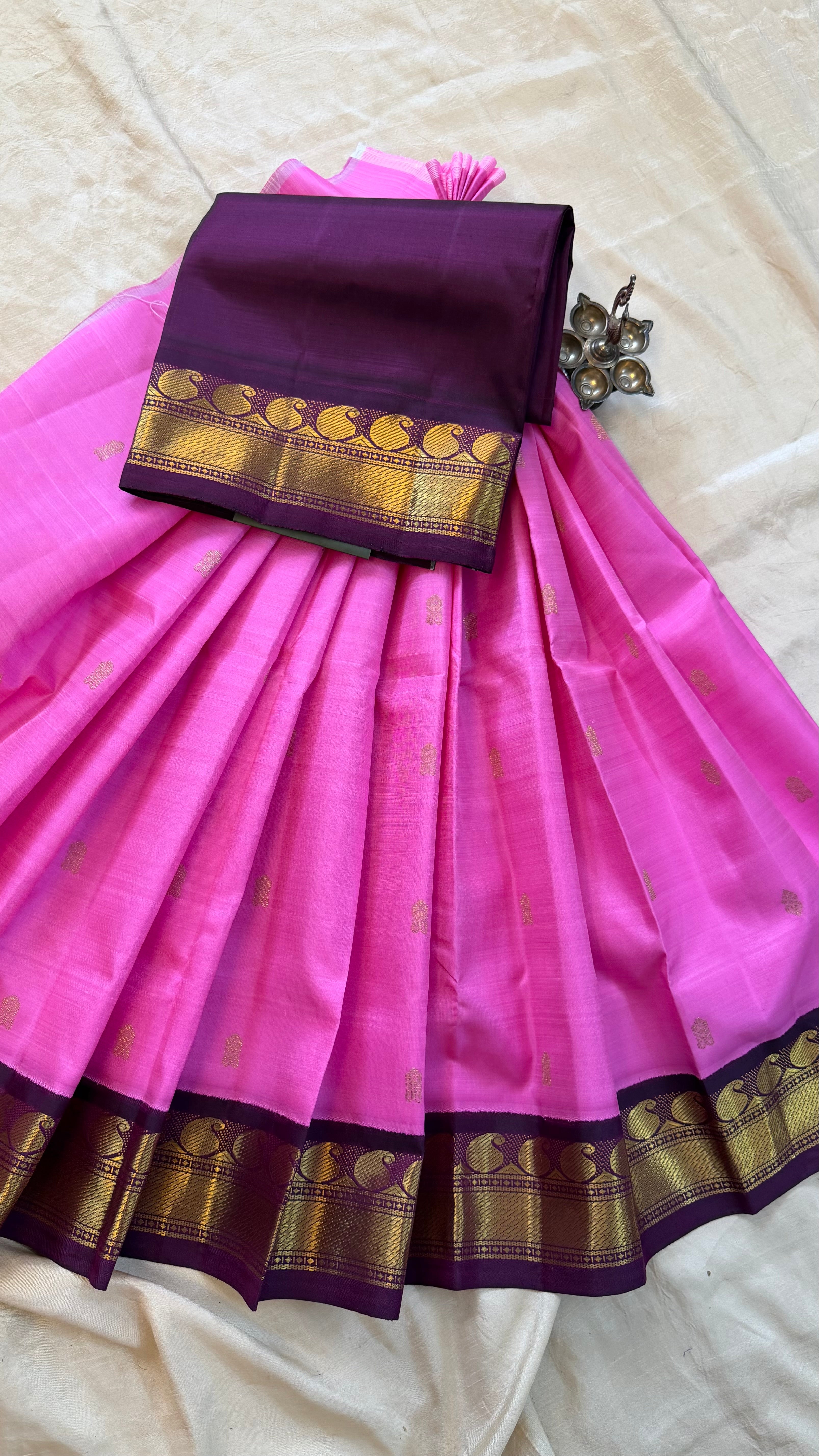 Pink Paavadai set korvai 4 to 6 years