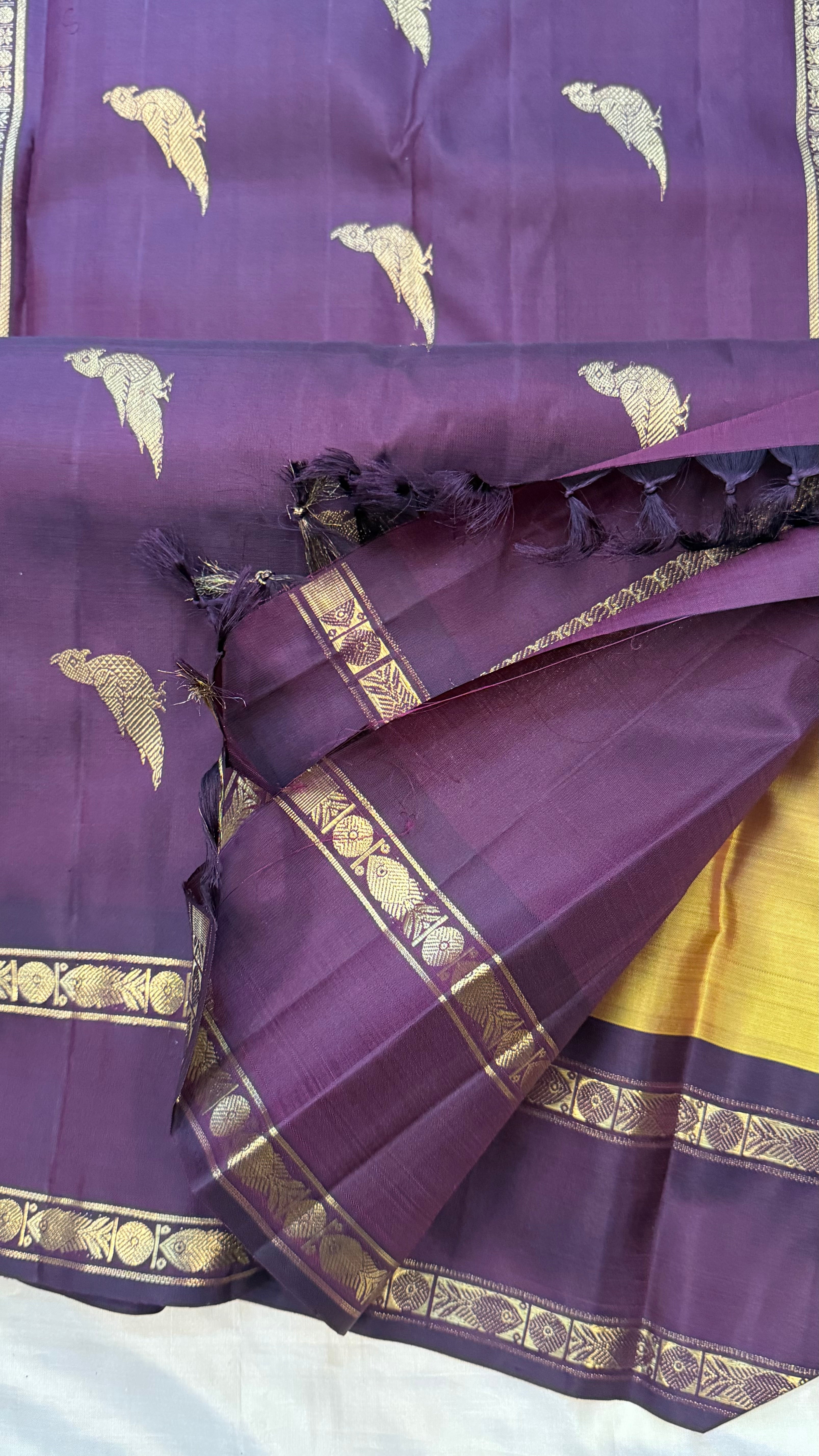 honey colour double pet/ Kanjipuram silk