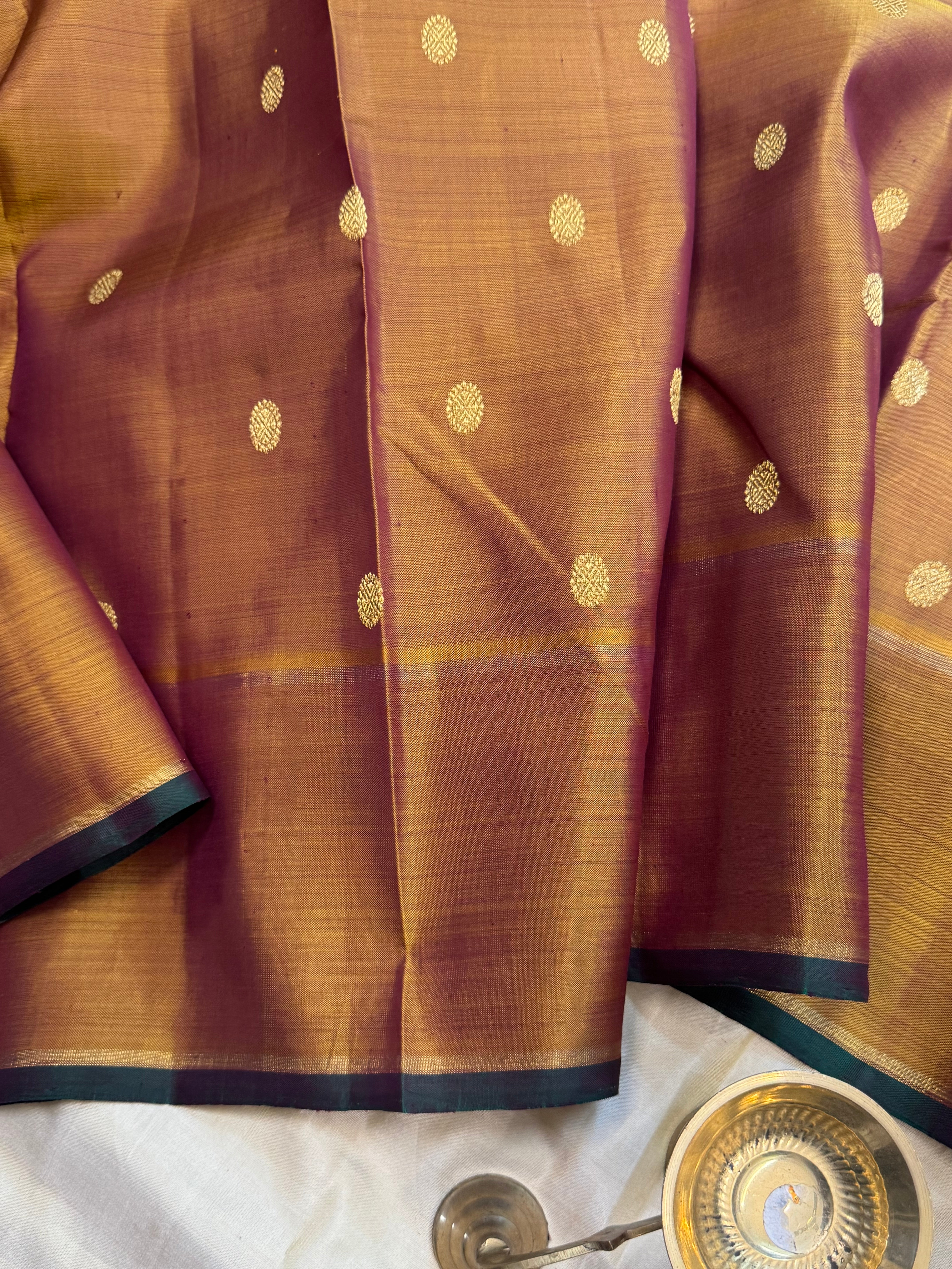 Honey colour retta pet / simple kanjipuram silk