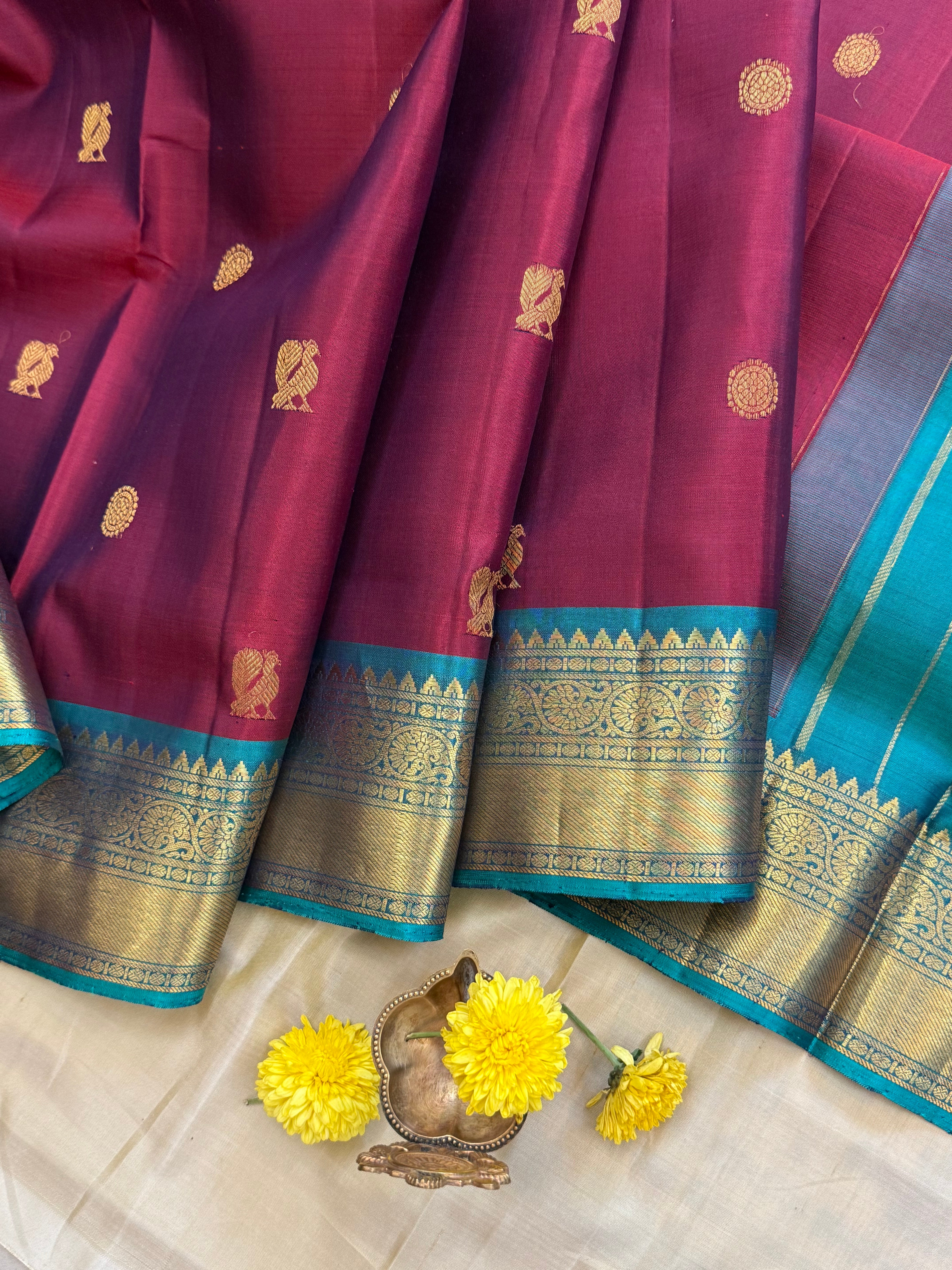 10 YARDS SEMI CONTRAST / KANJIPURAM SILK SAREE CLSA 10035